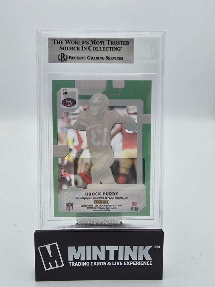 2022 Clearly Donruss Football Rated Rookie Auto Green Brock Purdy BGS 8 01/25 