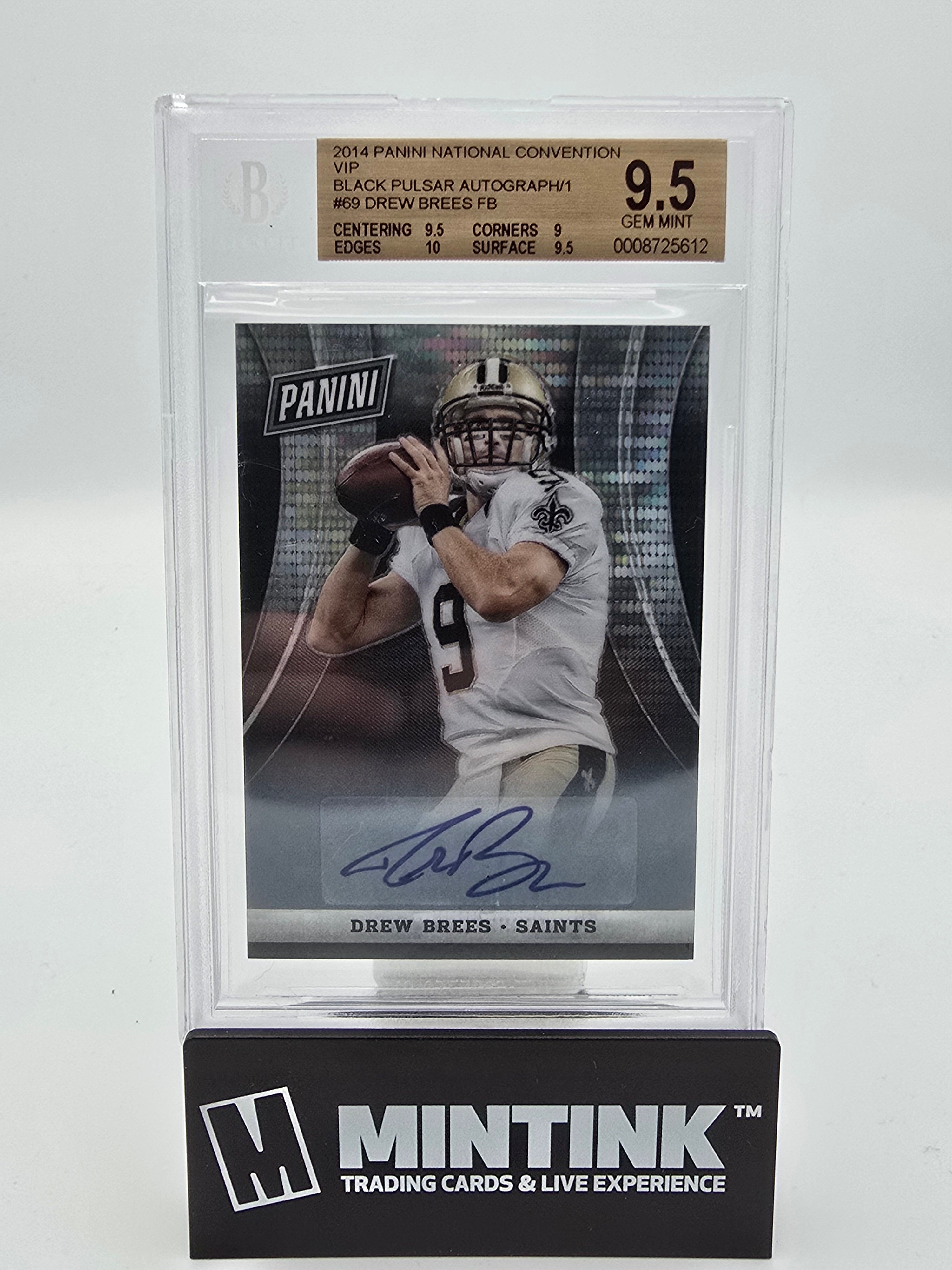 2014 Panini National Convention VIP Drew Brees Black Pulsar Auto BGS 9.5 1/1 