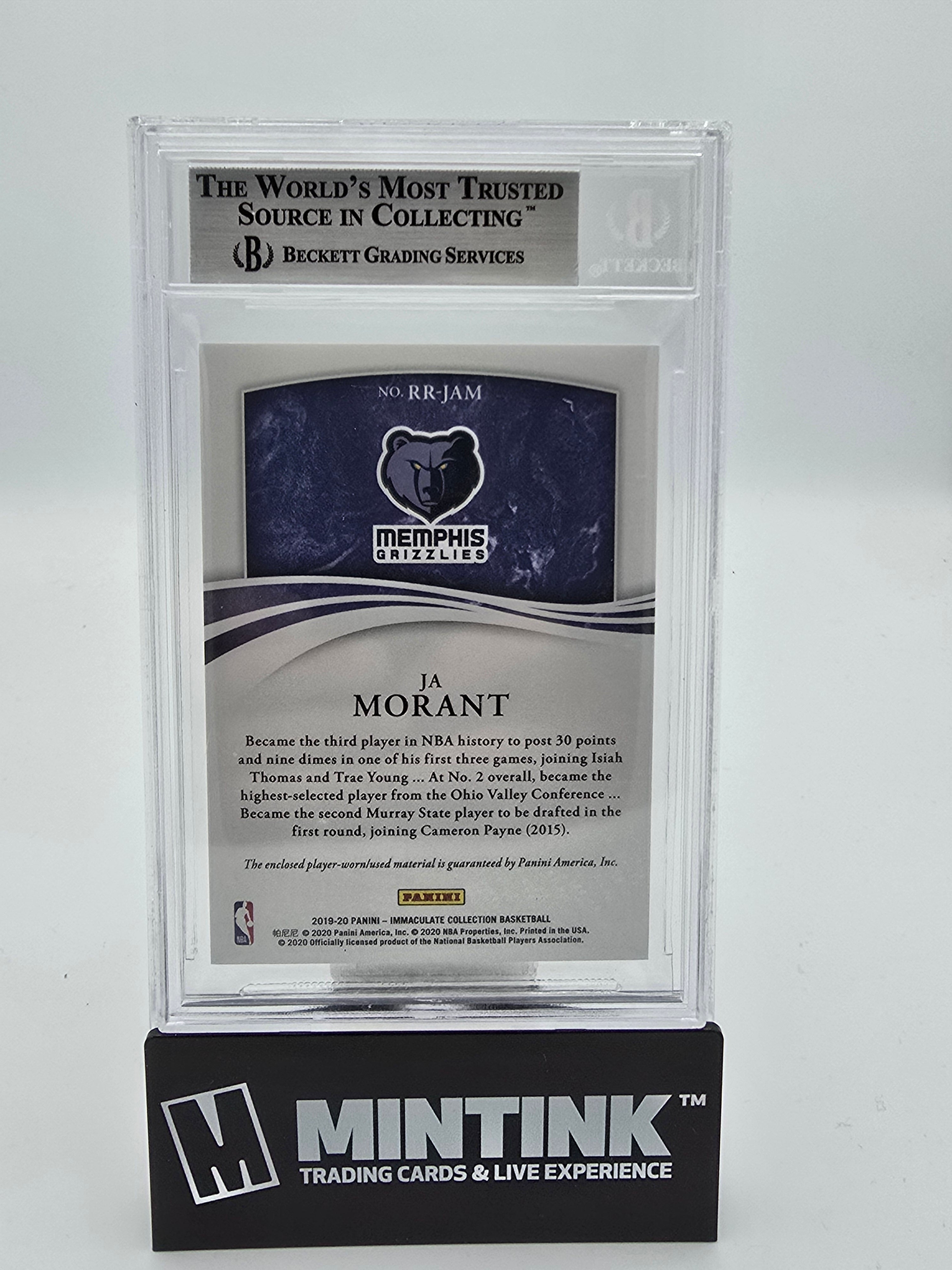 2019-20 Immaculate Col. Remarkable Rookie Jerseys Platinum Ja Morant BGS 8.5 1/1 