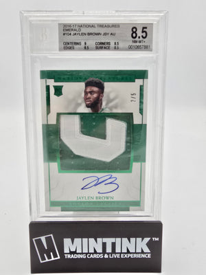 2016-17 Panini National Treasures Emerald Jaylen Brown RPA BGS 8.5 2/5 #104 