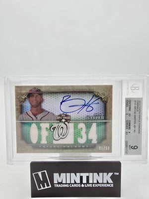 2013 Topps Triple Threads Baseball Emerald Bryce Harper Jersey Auto BGS 9 01/50 