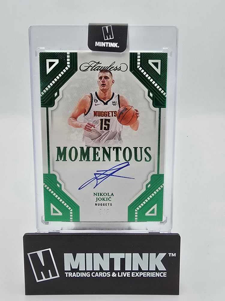 2022-23 Panini Flawless Basketball Nikola Jokic Emerald Momentous Auto 5/5 #MA-JOK 