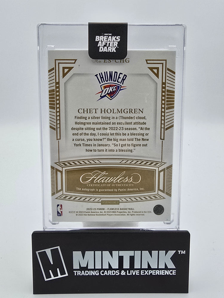 2022-23 Panini Flawless Basketball Chet Holmgren RC Excellence Auto 04/25 #ES-CHG 