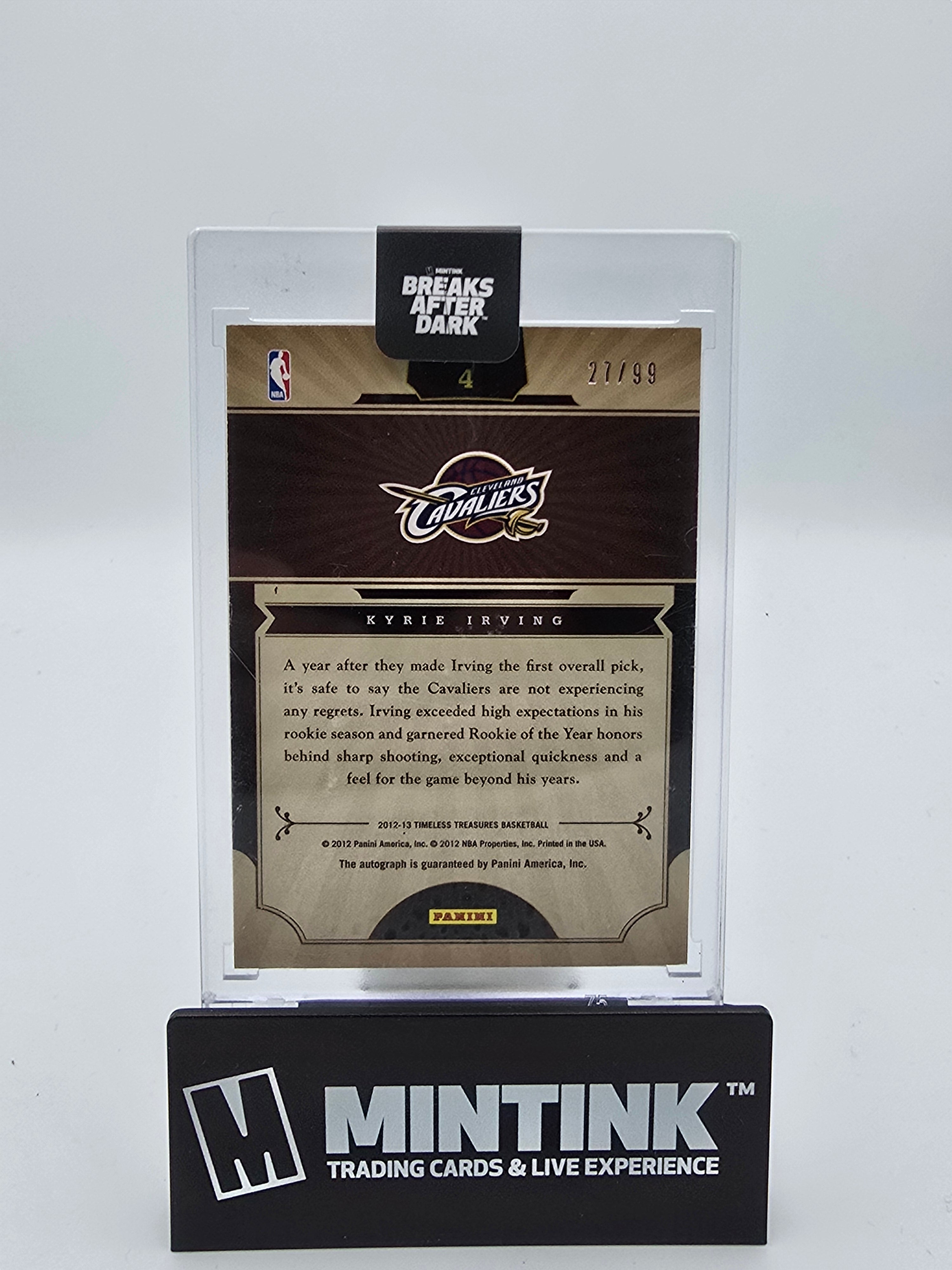 2012-13 Panini Timeless Treasures Basketball Kyrie Irving Time To Shine Auto 27/99 