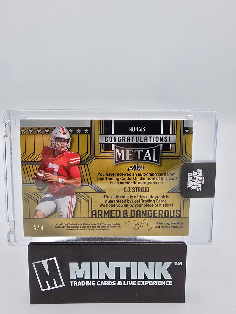 2023 Leaf Metal Football Armed And Dangerous Mojo CJ Stroud Auto 4/4 #AD-CJS 