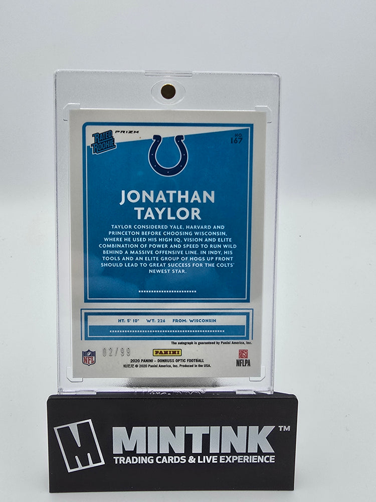 2020 Donruss Optic Football Jonathan Taylor Rated Rookie Auto 02/99 #167 