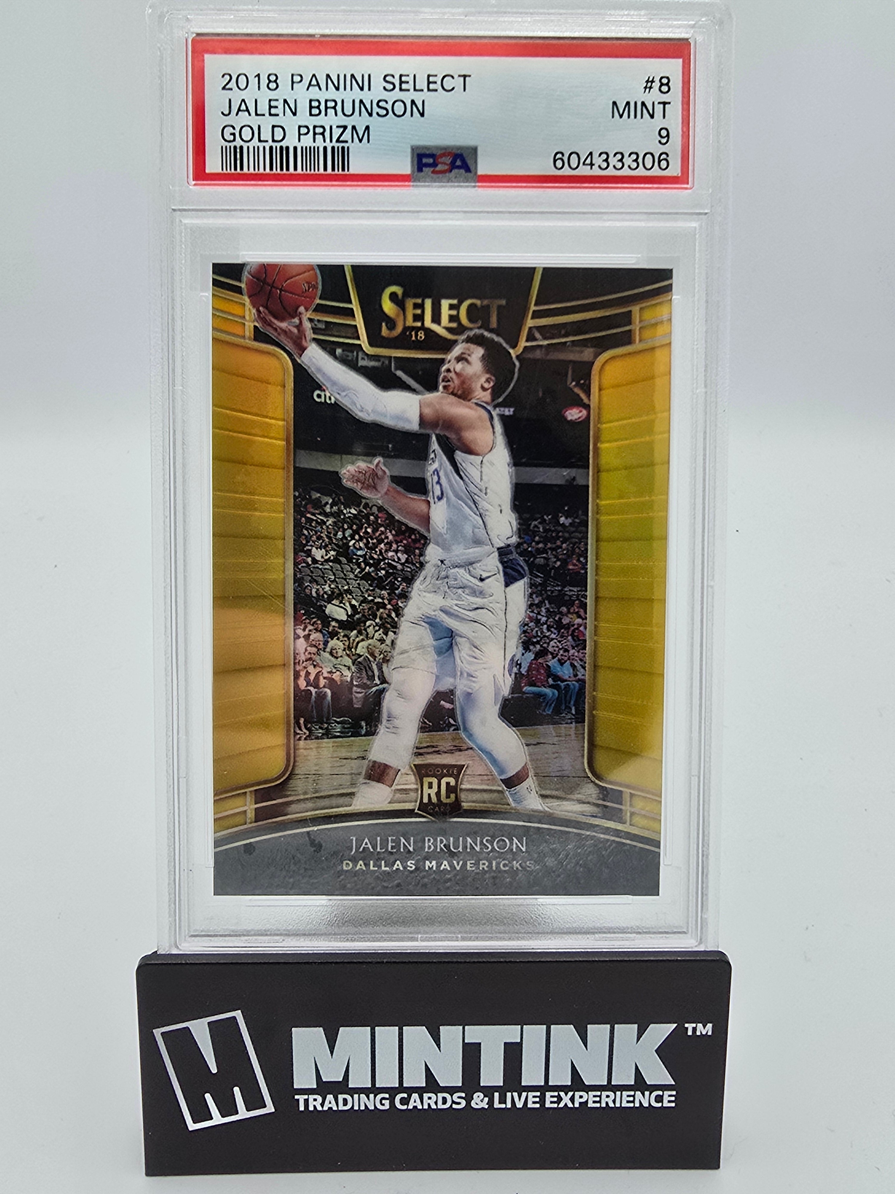 2018 Panini Select Basketball Jalen Brunson RC Gold Prizm PSA 9 04/10 #8 