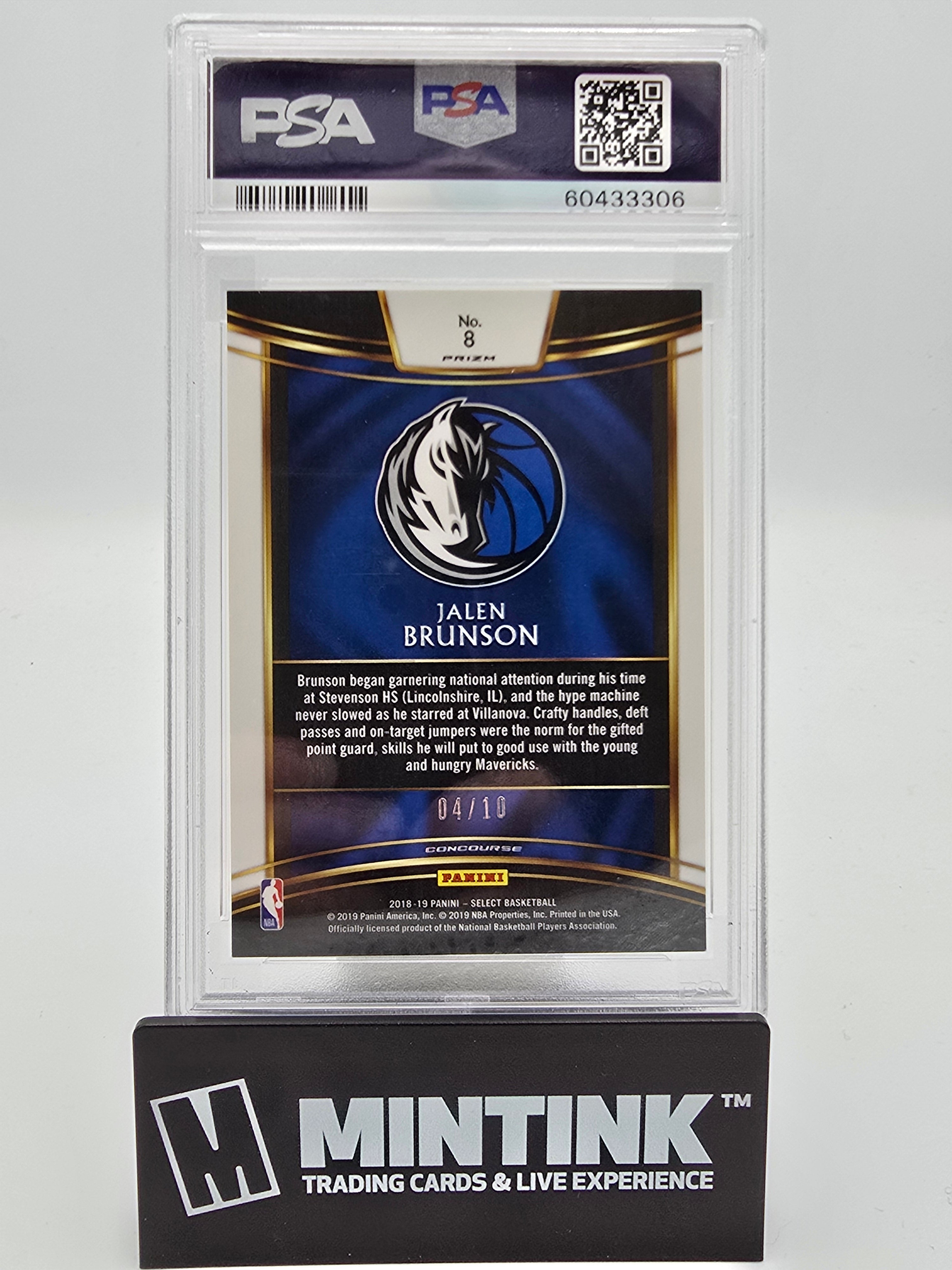 2018 Panini Select Basketball Jalen Brunson RC Gold Prizm PSA 9 04/10 #8 