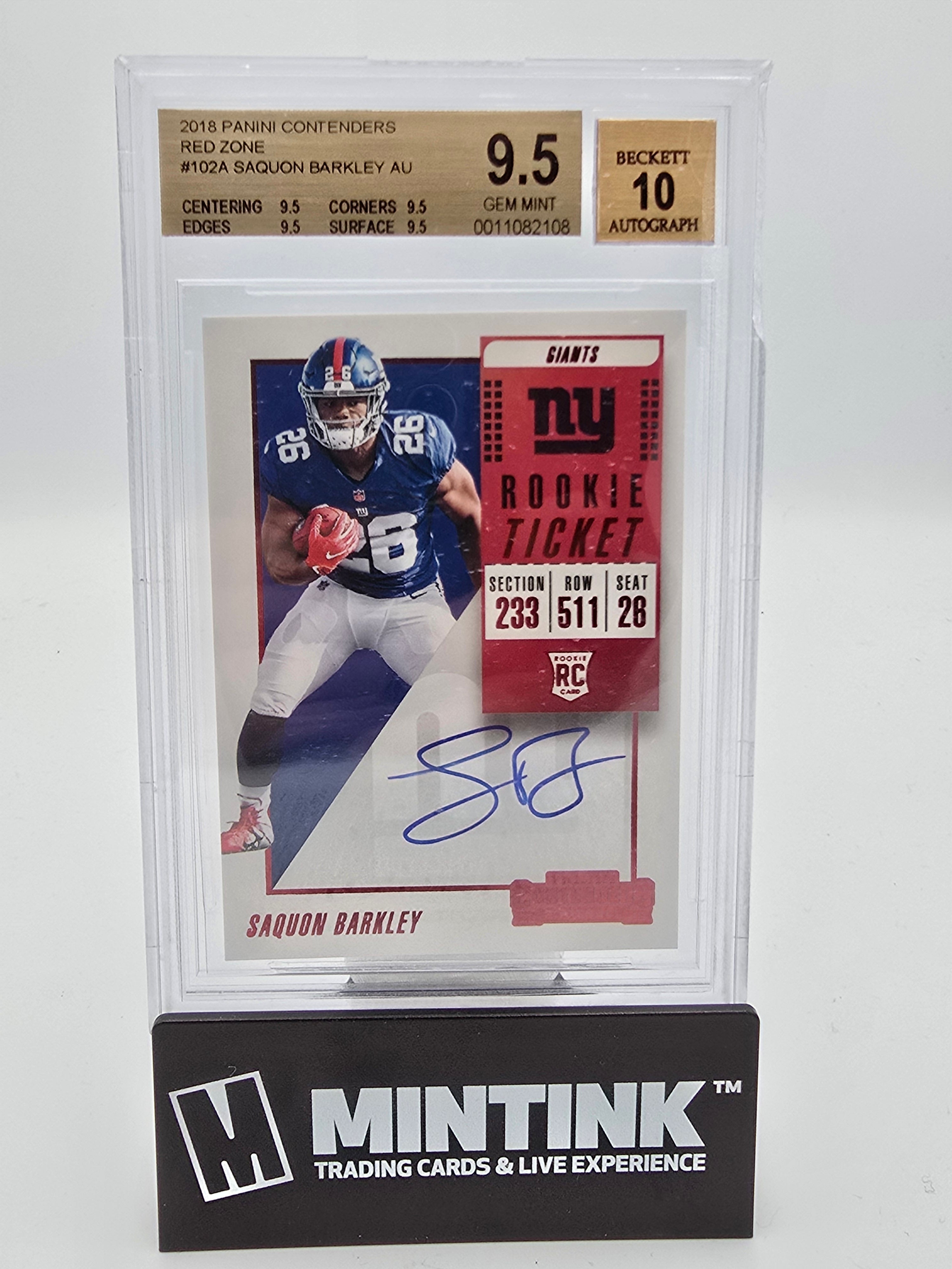 2018 Panini Contenders Red Zone Saquon Barkley Rookie Ticket Auto BGS 9.5 #102A 