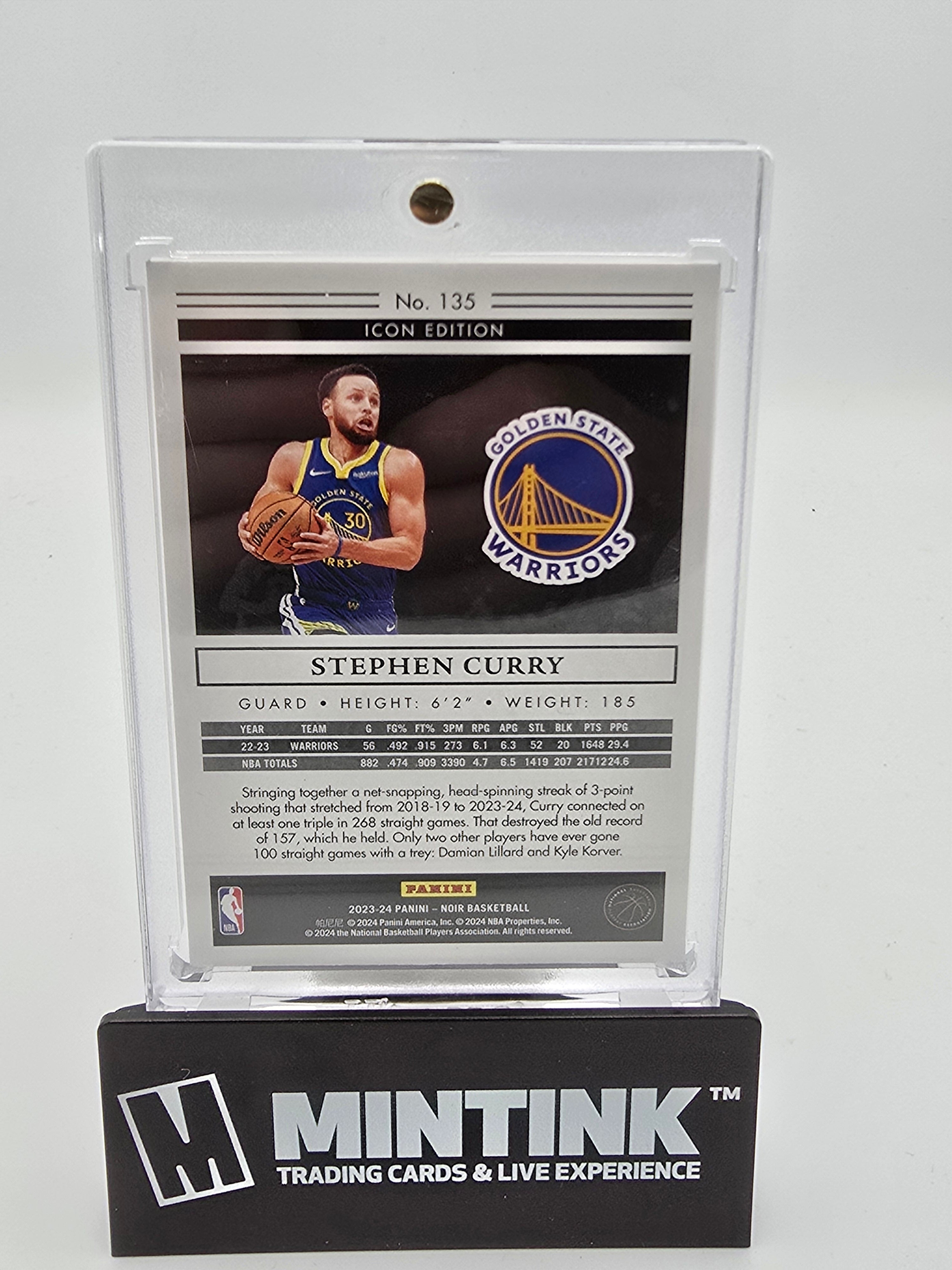 2023-24 Panini Noir Basketball Stephen Curry Icon Edition Gold 05/10 #135 