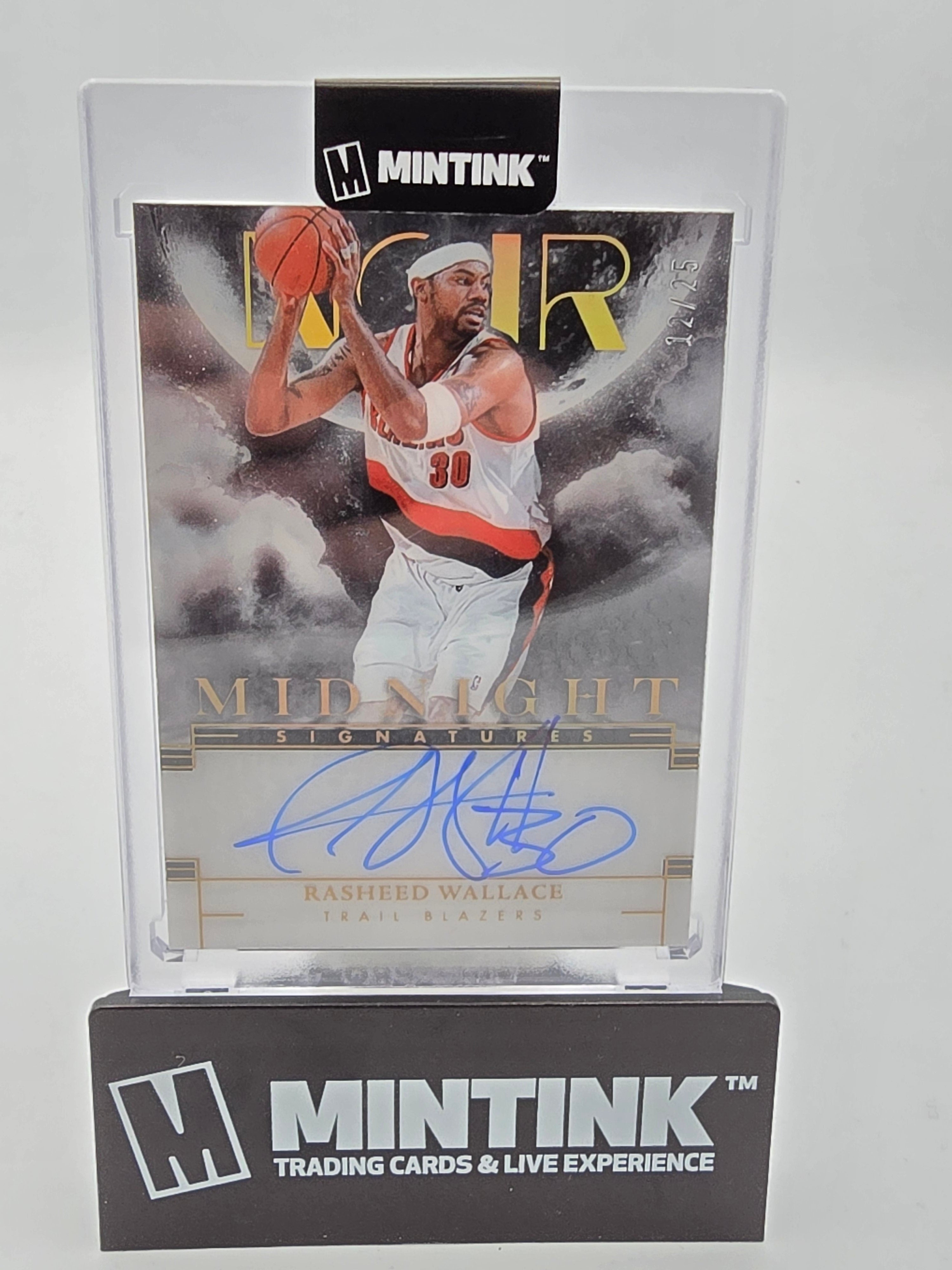 2023-24 Panini Noir Basketball Midnight Signatures Rasheed Wallace 12/25 #MS-RW 