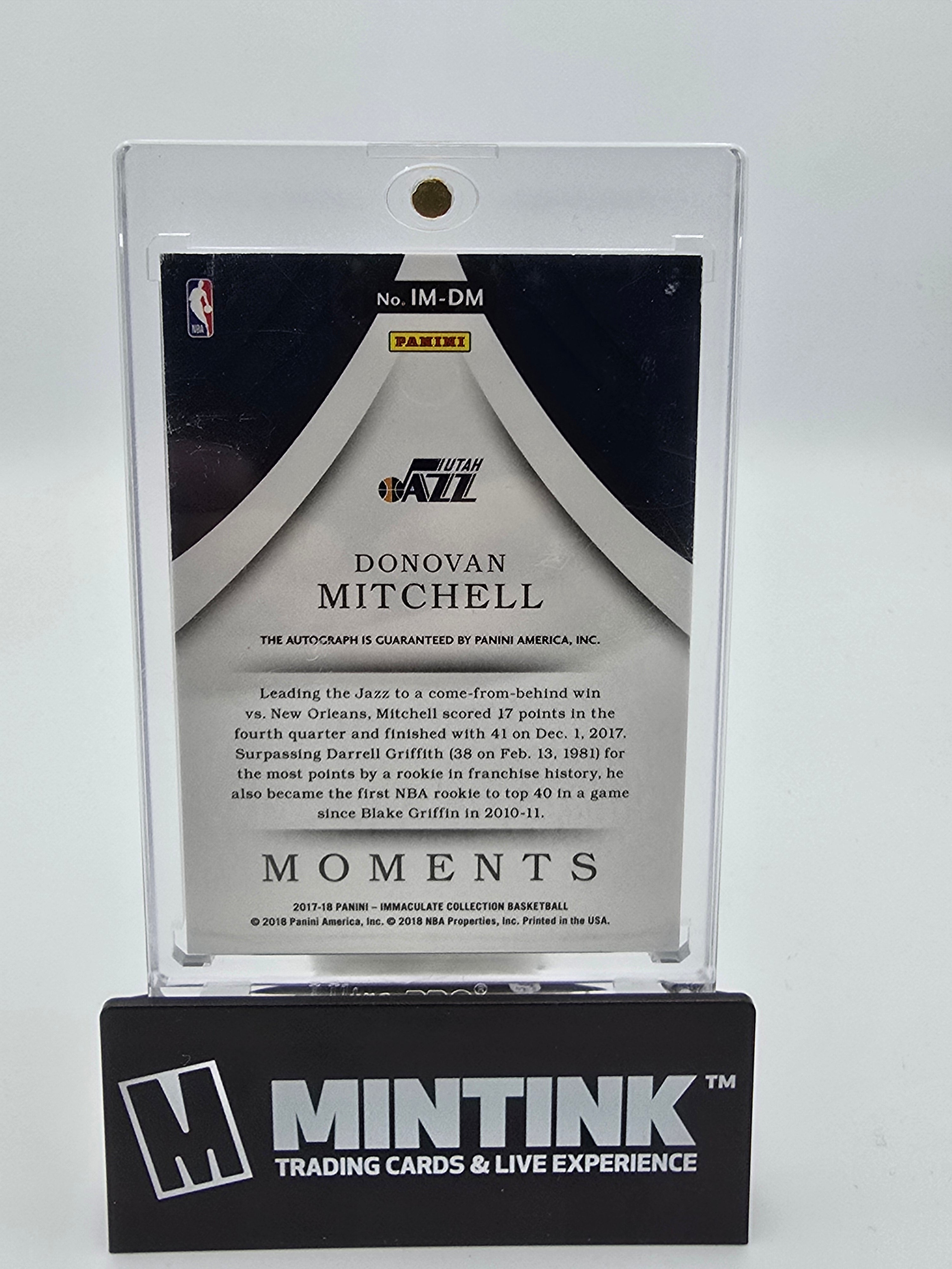 2017-18 Panini Immaculate Basketball Donovan Mitchell Gold Foil Moments Auto 13/75 