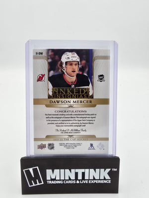 2021-22 UD The Cup Hockey Dawson Mercer Inked Insignias  Gold 22/75 #II-DM 