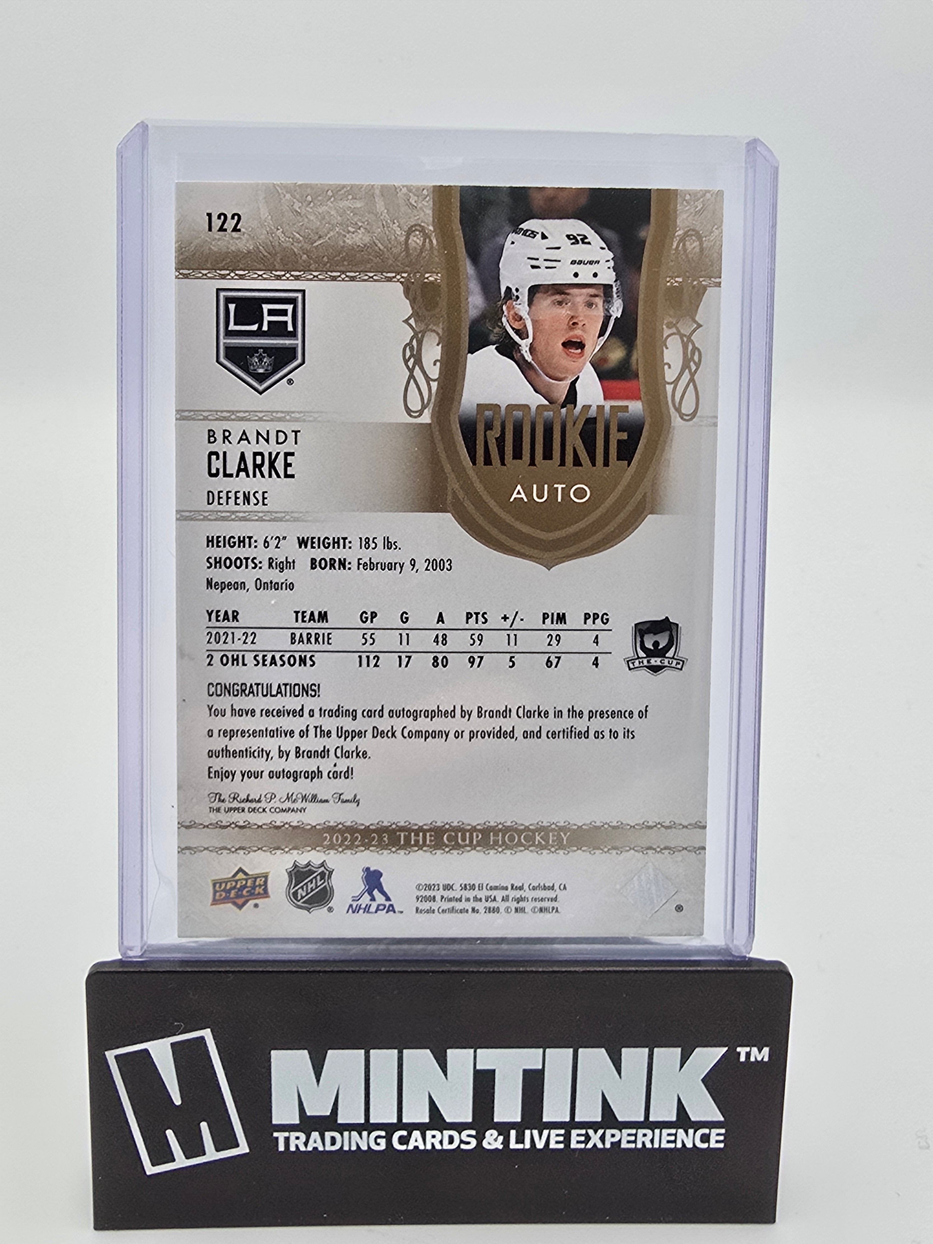 2022-23 UD The Cup Hockey Brandt Clarke Gold Foil Rookie Auto 05/36 #122 