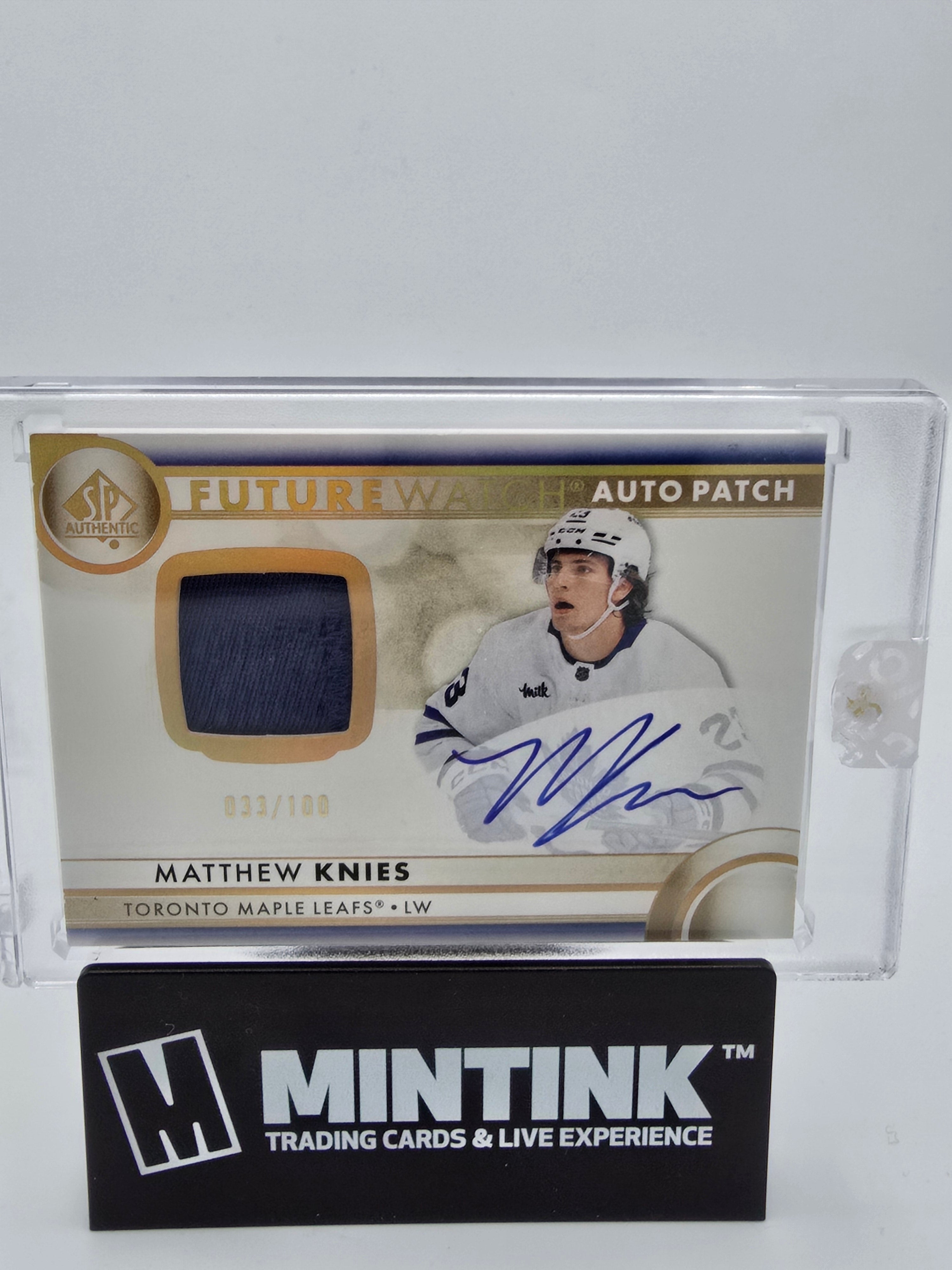 2023-24 UD SP Authentic Hockey Matthew Knies Future Watch Patch Auto 033/100 #107 