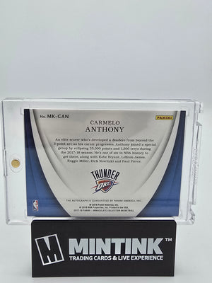 2017-18 Panini Immaculate Basketball Carmelo Anthony Modern Marks Auto 1/1 #MK-CAN 