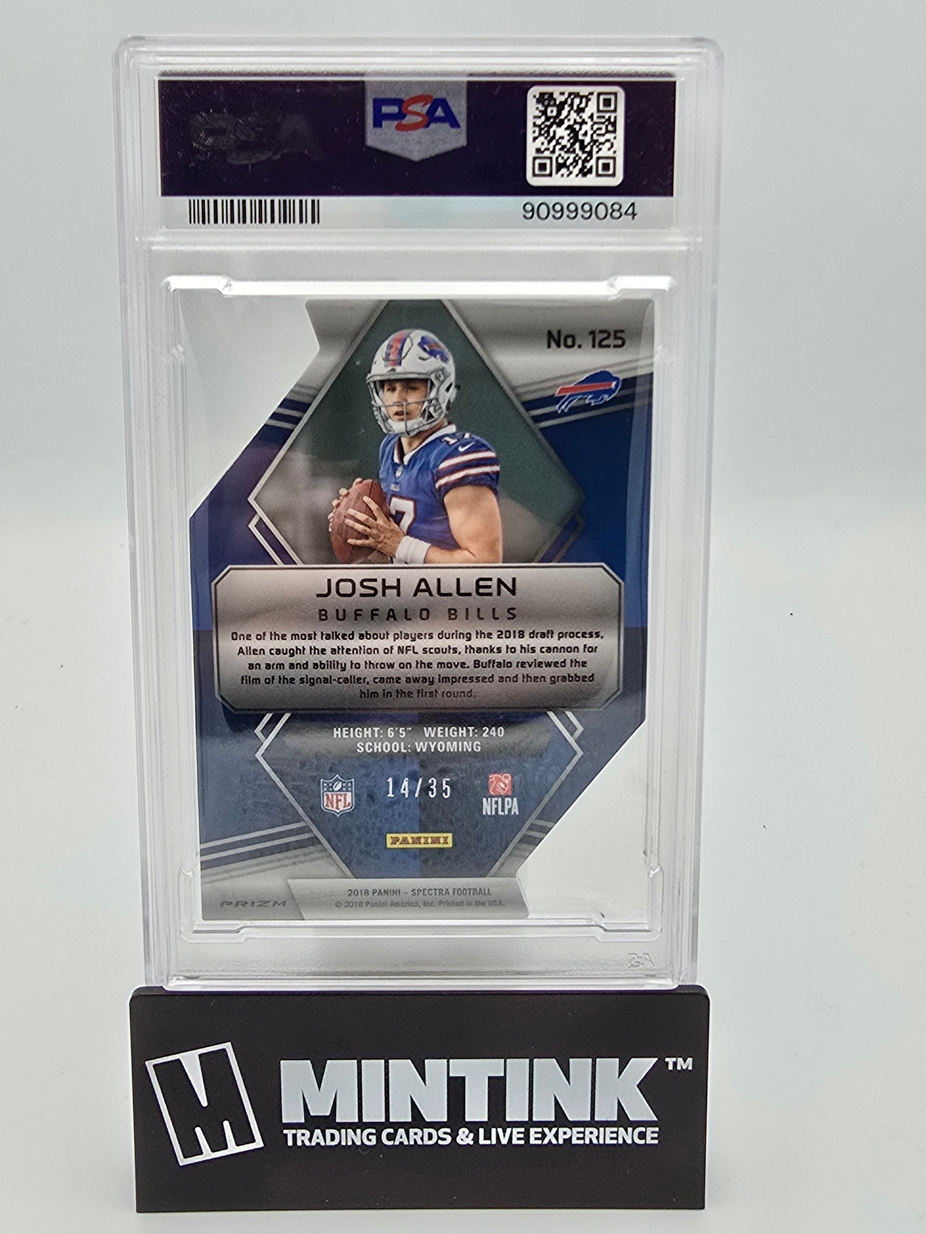 2018 Panini Spectra Football Josh Allen Rookie Neon Blue Die-Cut PSA 10 14/35 