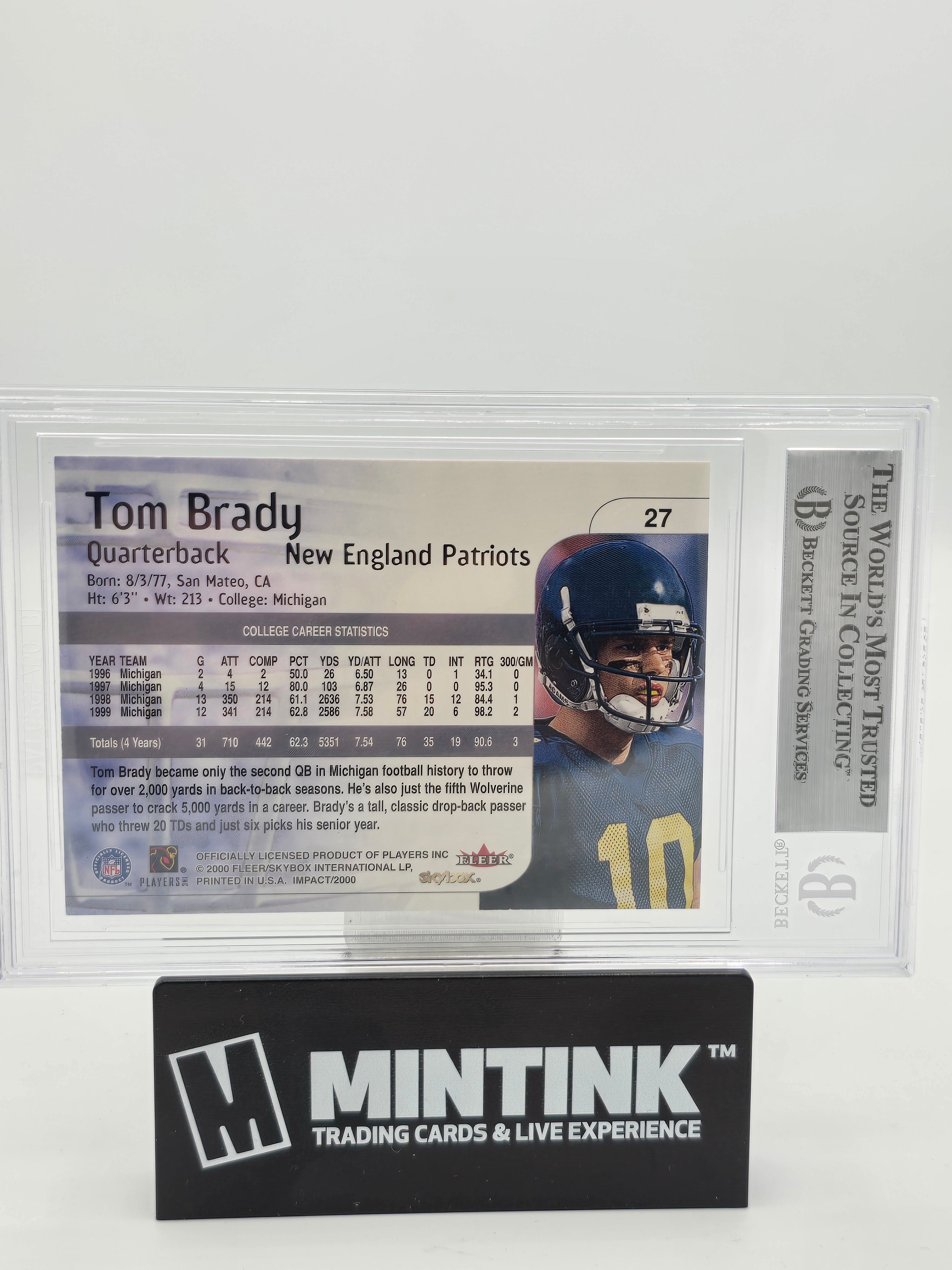 2000 Impact Football Tom Brady RC BGS 9 #27