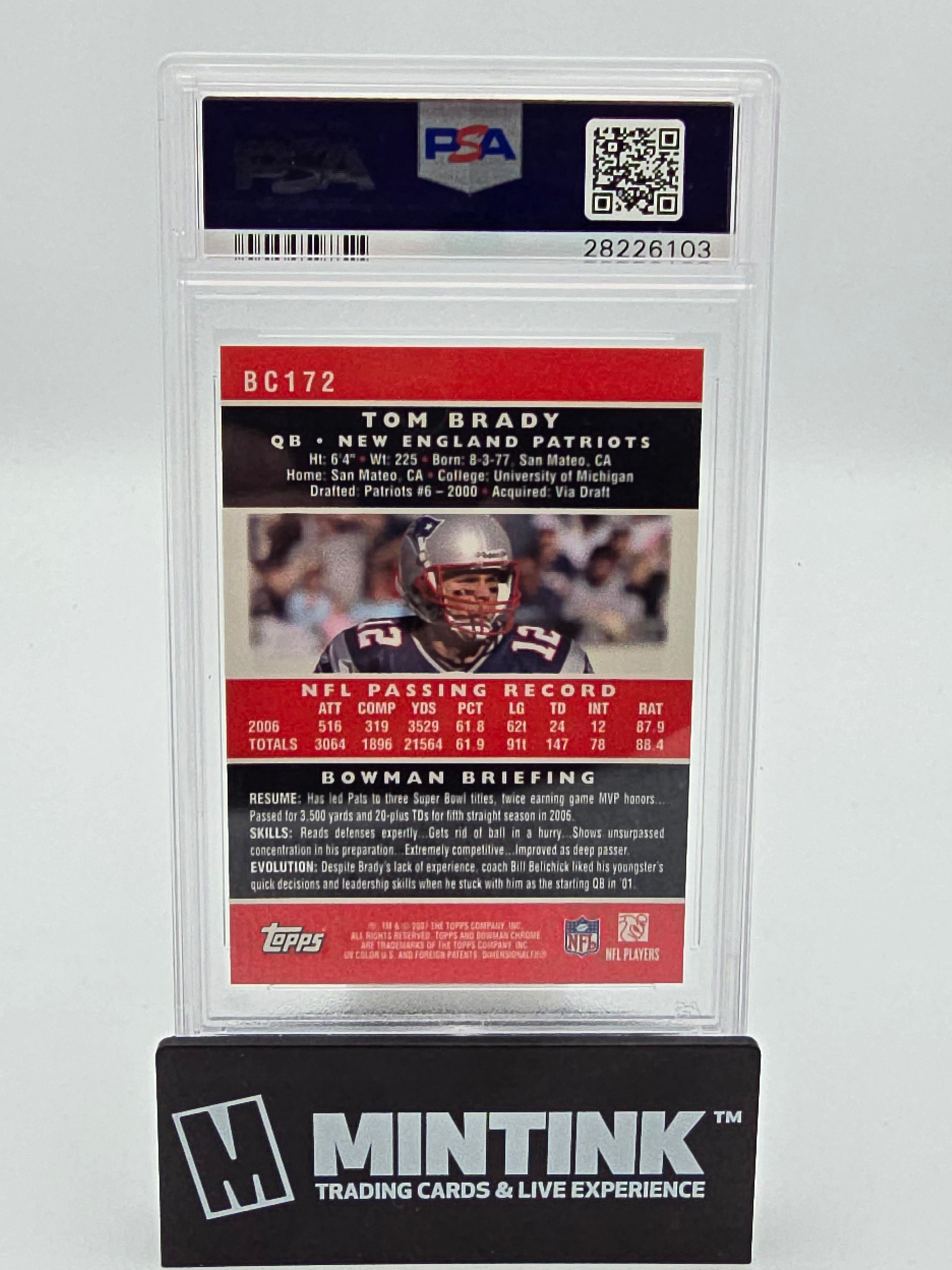 2007 Bowman Chrome Football Tom Brady PSA 10 #BC172 