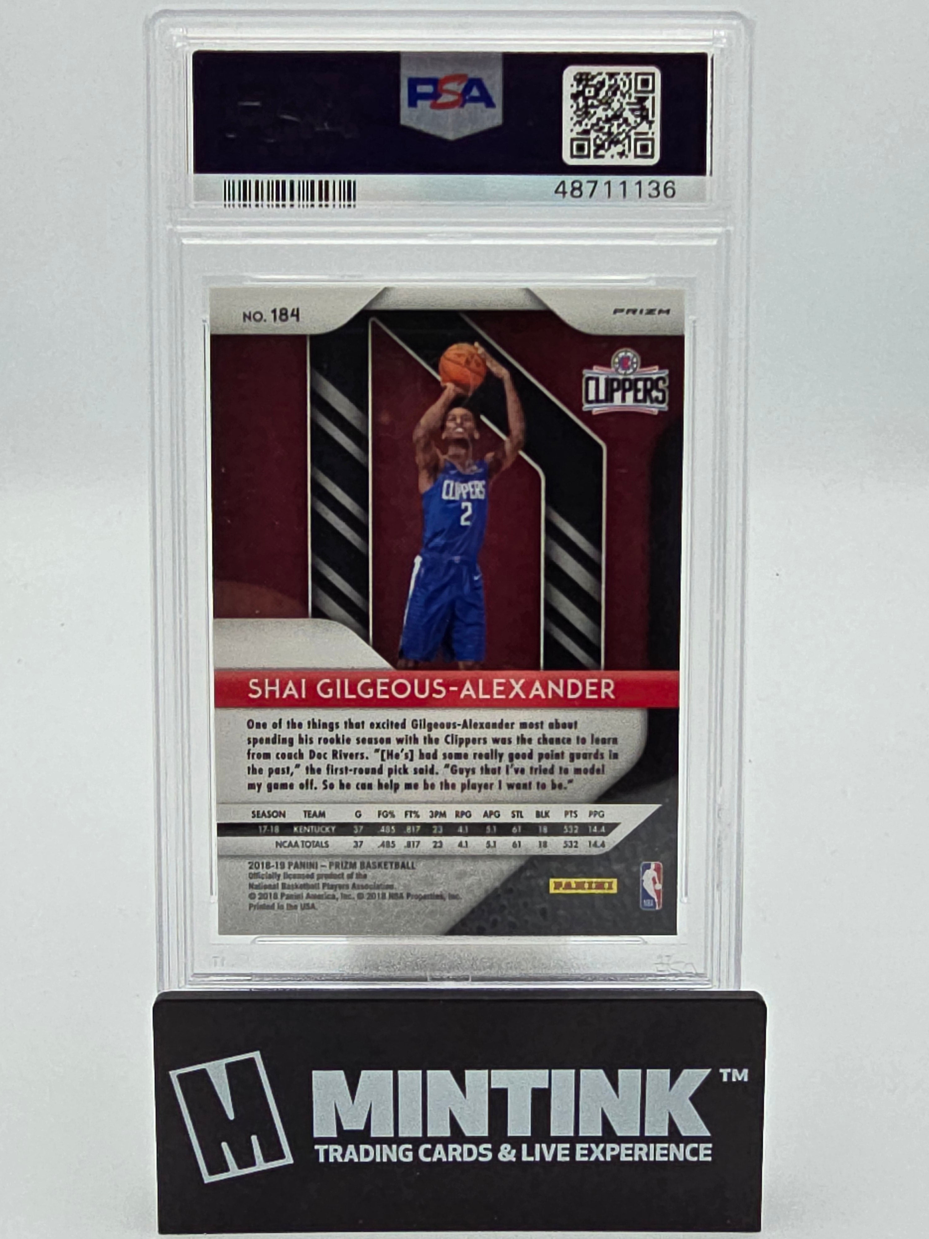 2018 Panini Prizm Basketball S. Gilgeous-Alexander RC Silver Prizm PSA 9 #184 