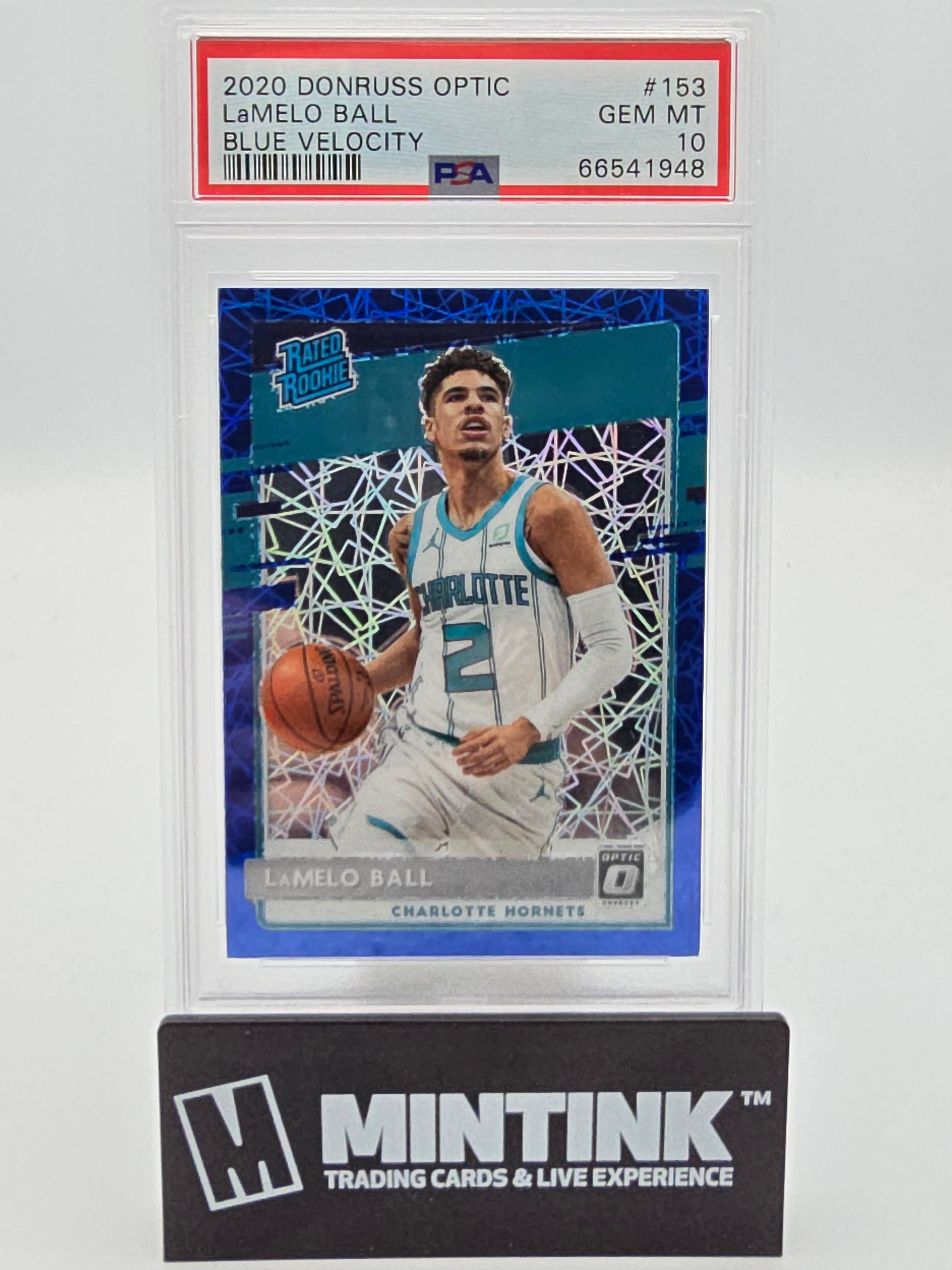 2020 Panini Donruss Optic Lamelo Ball Rated Rookie Blue Velocity PSA 10 