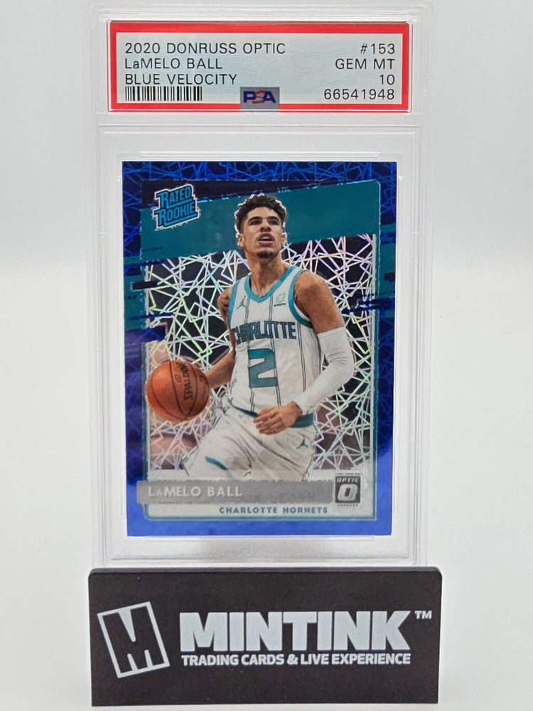 2020 Panini Donruss Optic Lamelo Ball Rated Rookie Blue Velocity PSA 10 