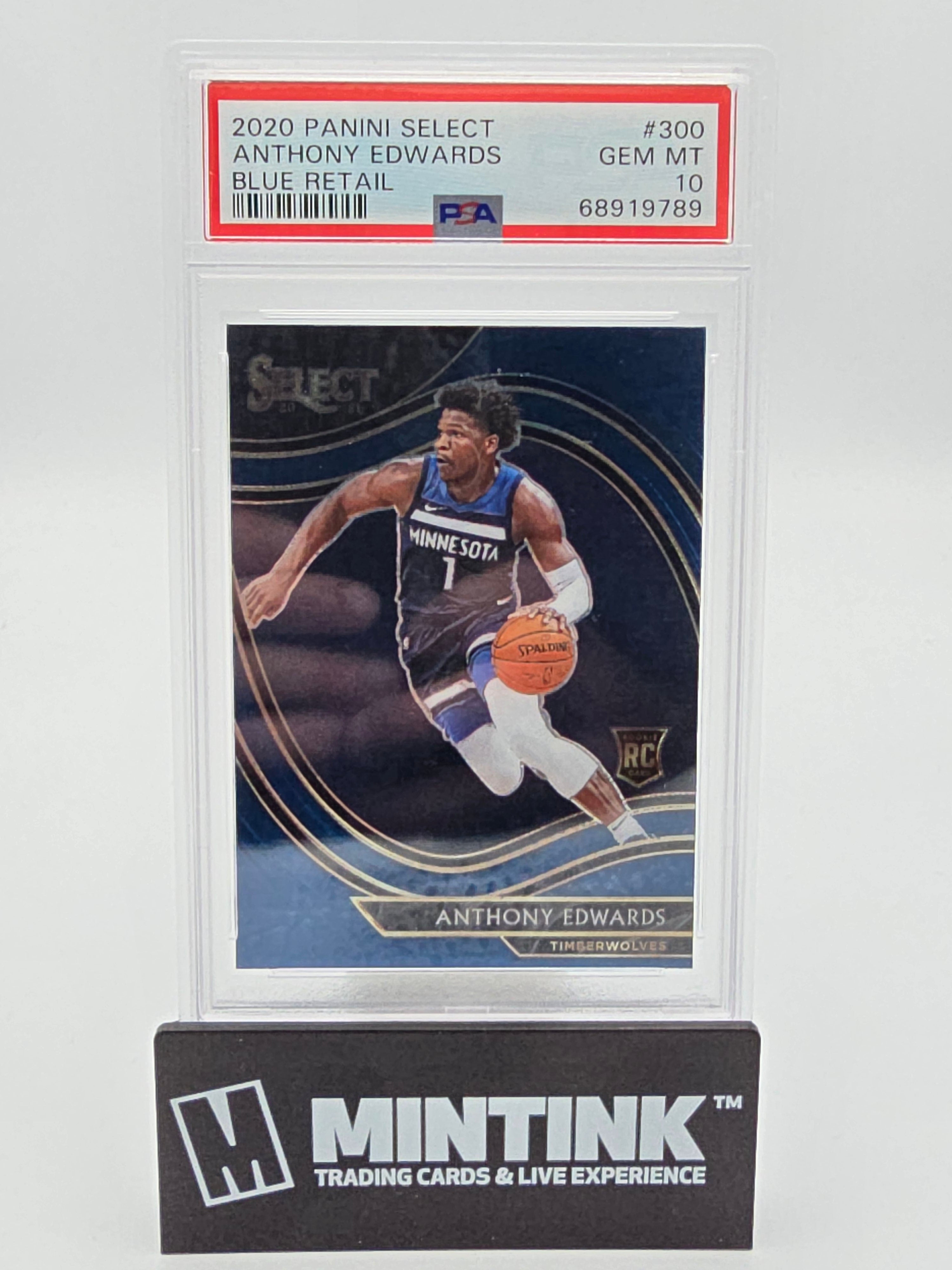 2020 Panini Select Basketball Anthony Edwards RC Blue Retail PSA 10 #300