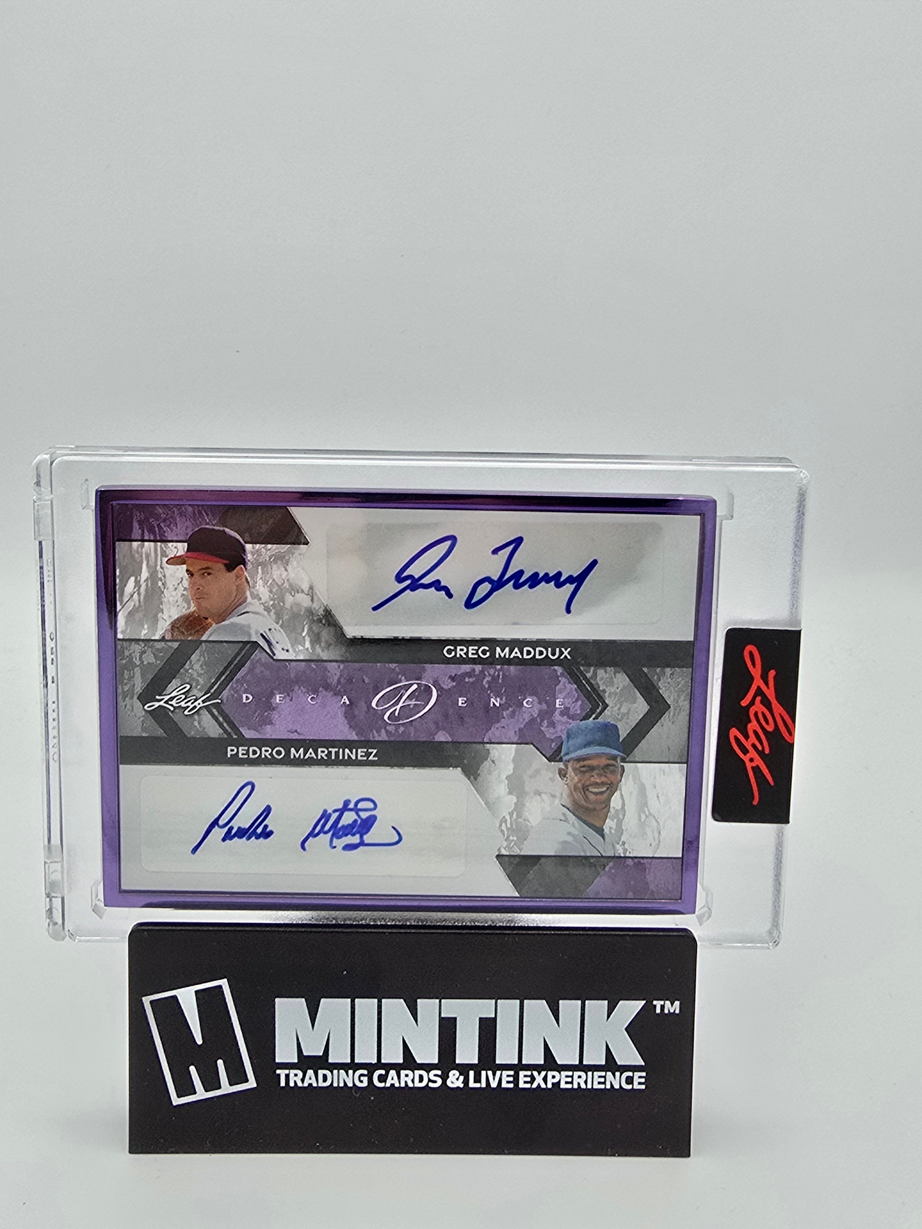 2024 Leaf Decadence Baseball G. Maddux/P. Martinez Dual Autographs Purple Frame /5 