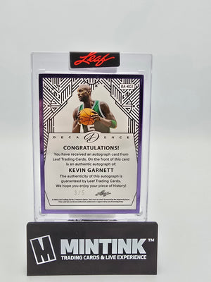 2024 Leaf Decadence Basketball Kevin Garnett Autograph Purple Frame /5 