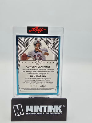 2024 Leaf Decadence Football Dan Marino Autograph Aqua Frame 10/10 