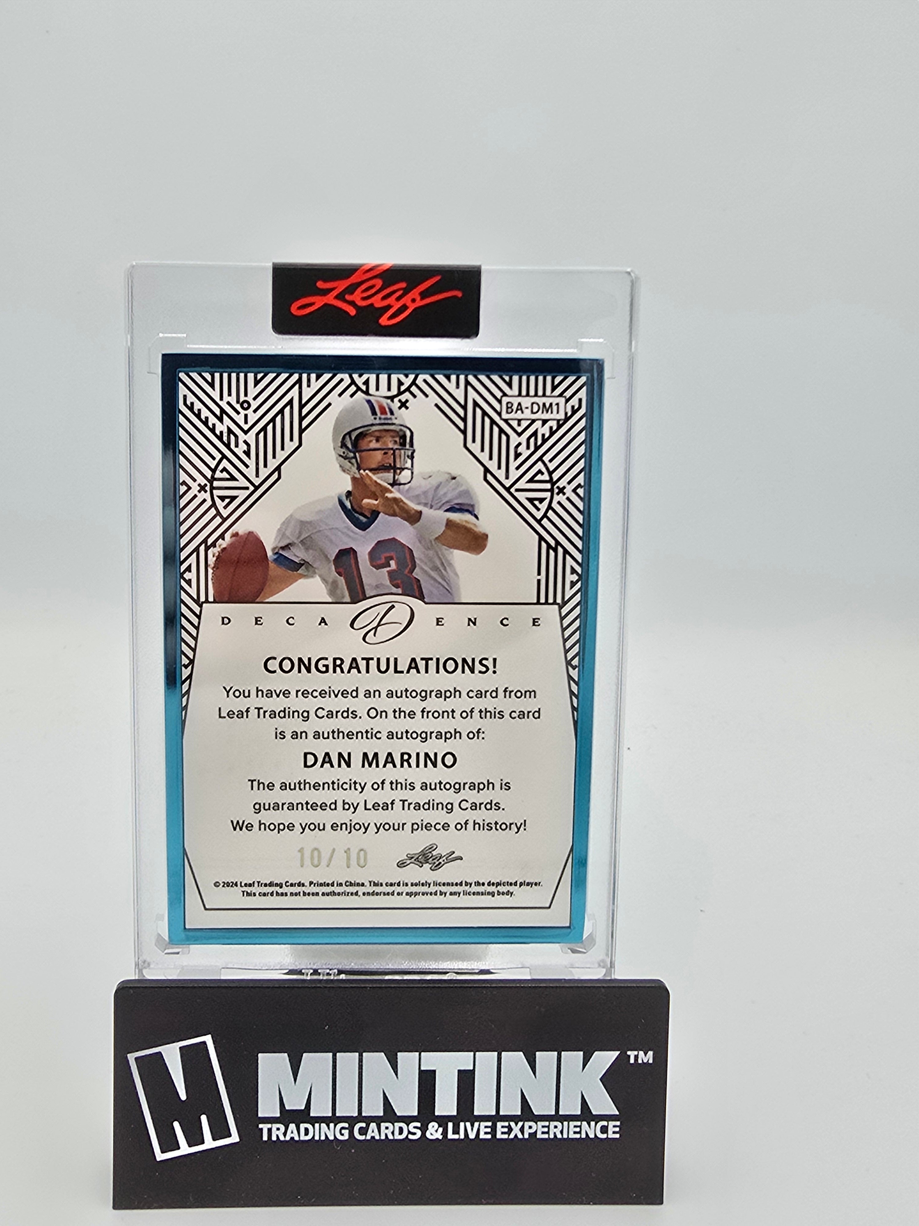 2024 Leaf Decadence Football Dan Marino Autograph Aqua Frame 10/10 