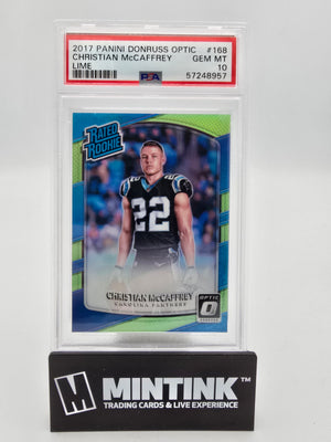 2017 Panini Donruss Optic Rated Rookie Christian McCaffrey Lime PSA 10 