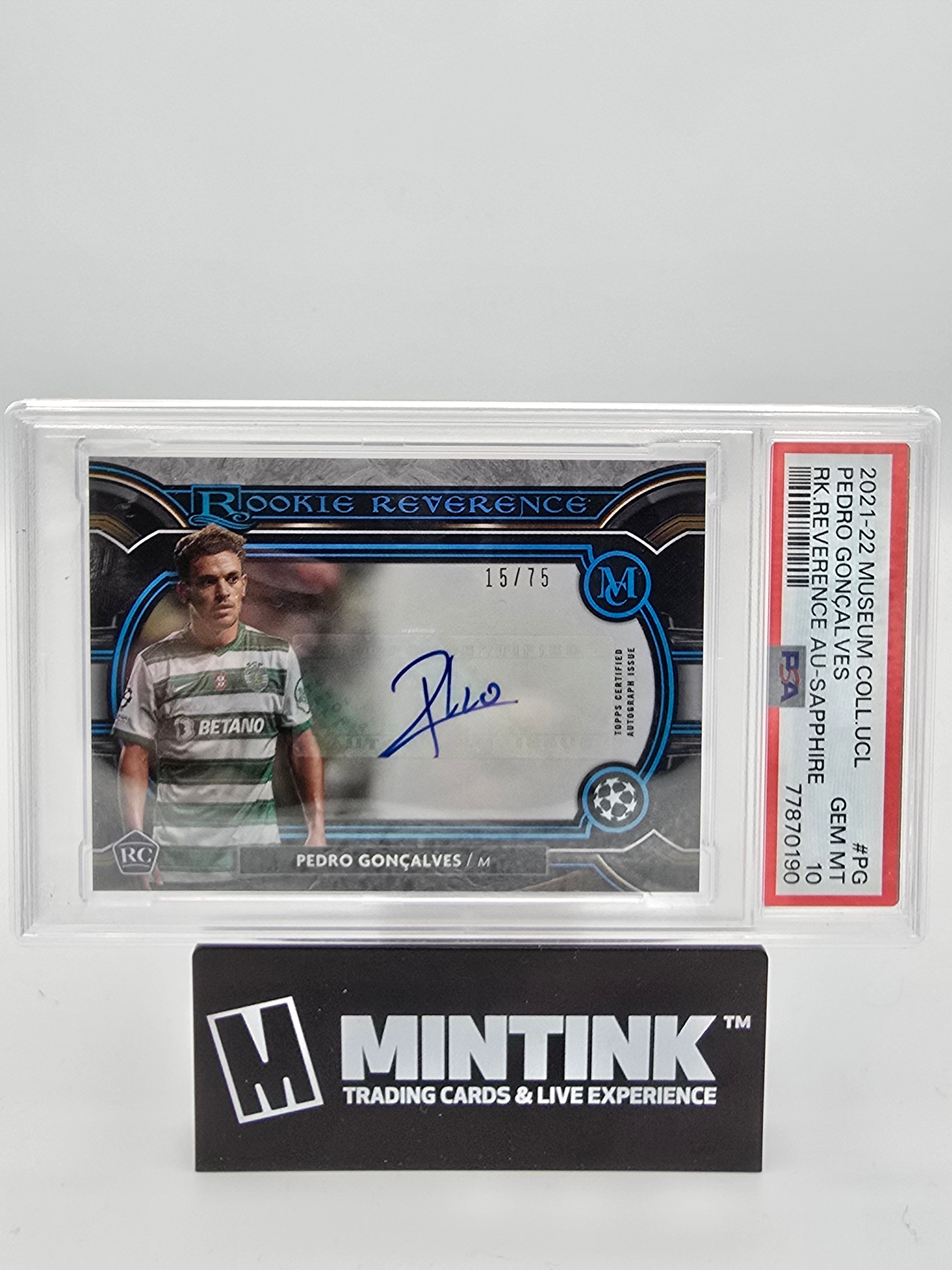 2021-2022 Topps Museum UEFA CL Rookie Reverence Auto Pedro Goncalves PSA 10 /75 