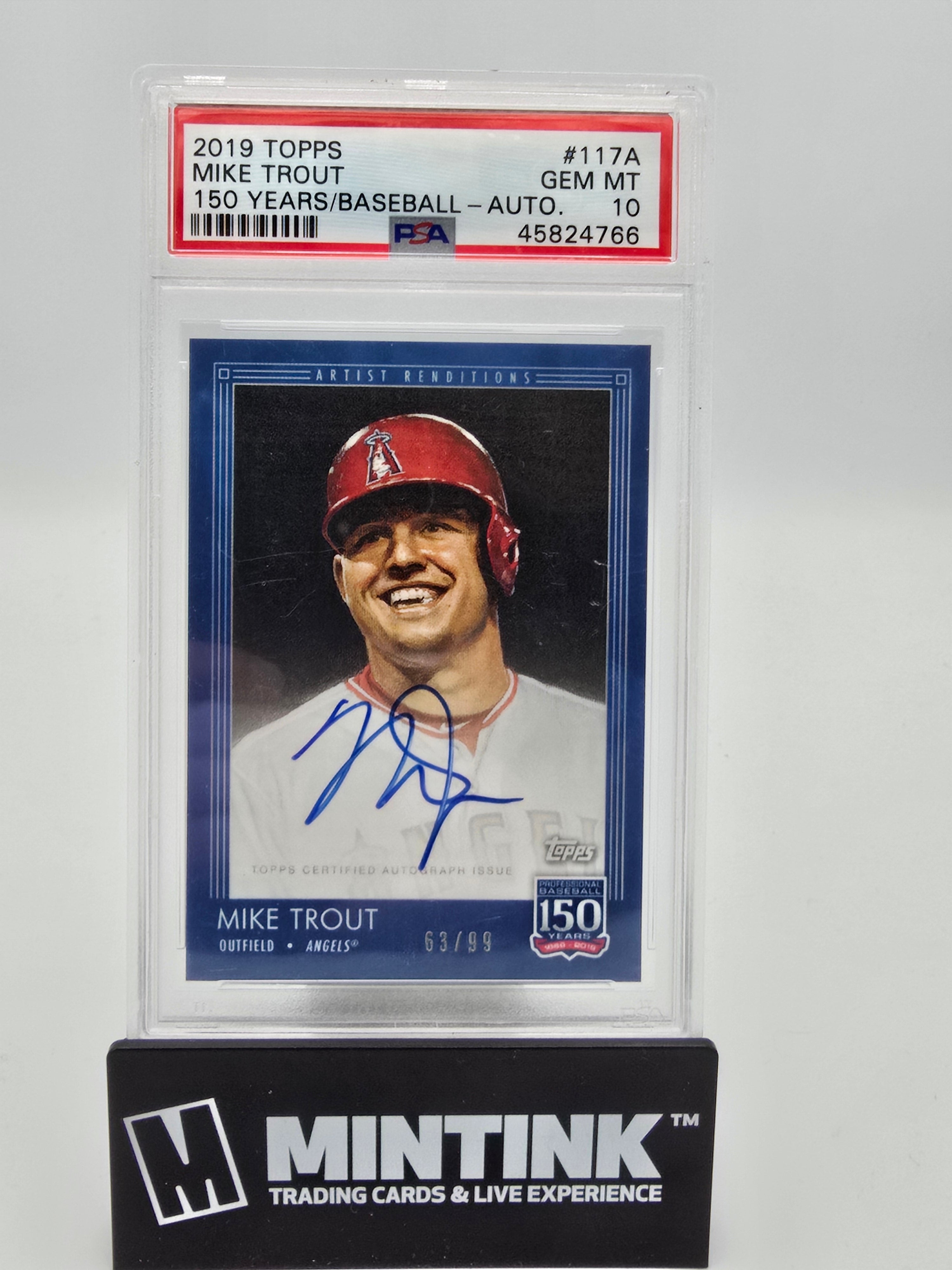 2019 Topps 150 Years Of Baseball Mike Trout Autograph PSA 10 /99 #117A 