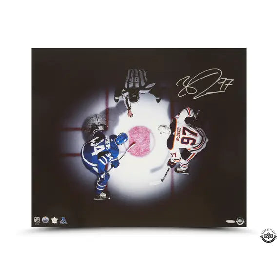 Connor McDavid Autographed “Faceoff/Matthews” 20x24 