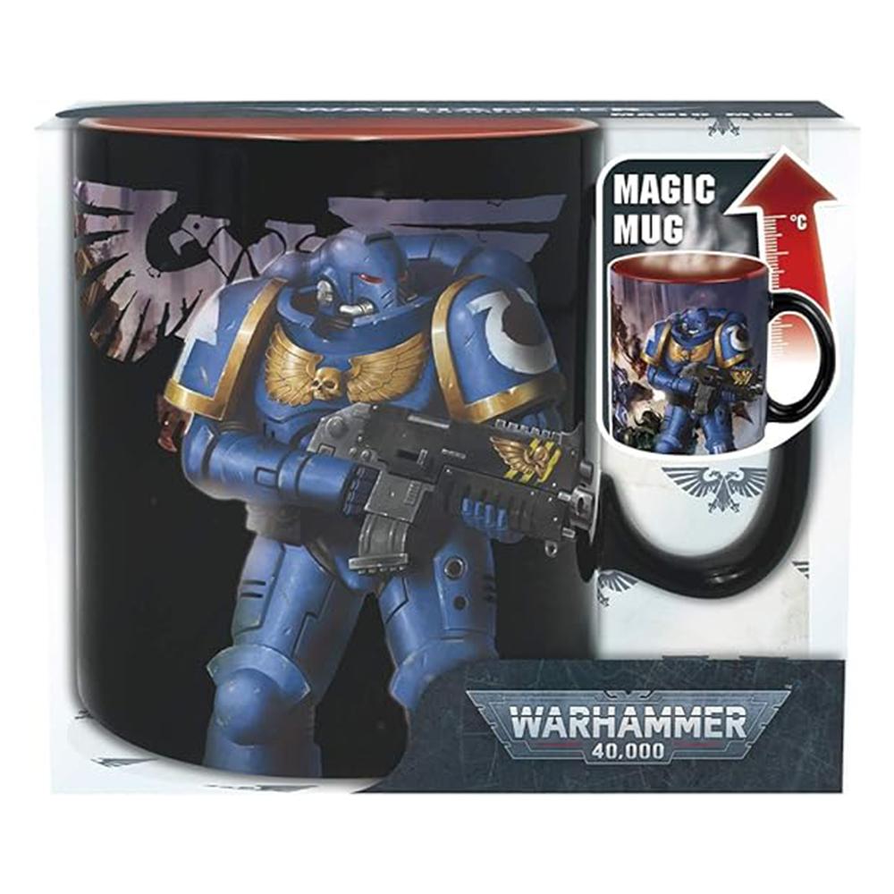 ABYSTYLE Warhammer 40K Ultramarine & Black Legion Heat Change Ceramic Color Changing Coffee Tea Mug 16 Oz.