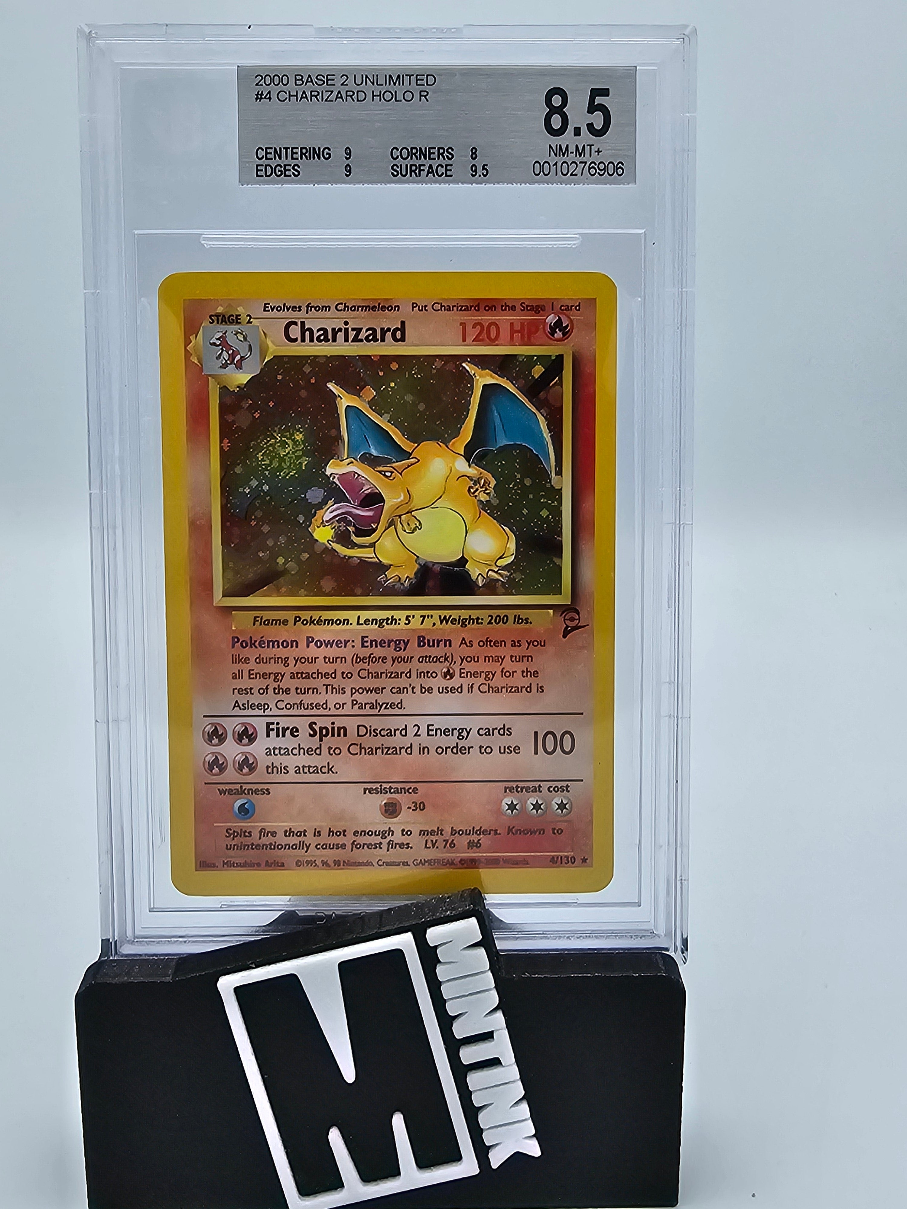 2000 Pokemon Base 2 Unlimited Bgs 8.5 Charizard-Holo R #4 1