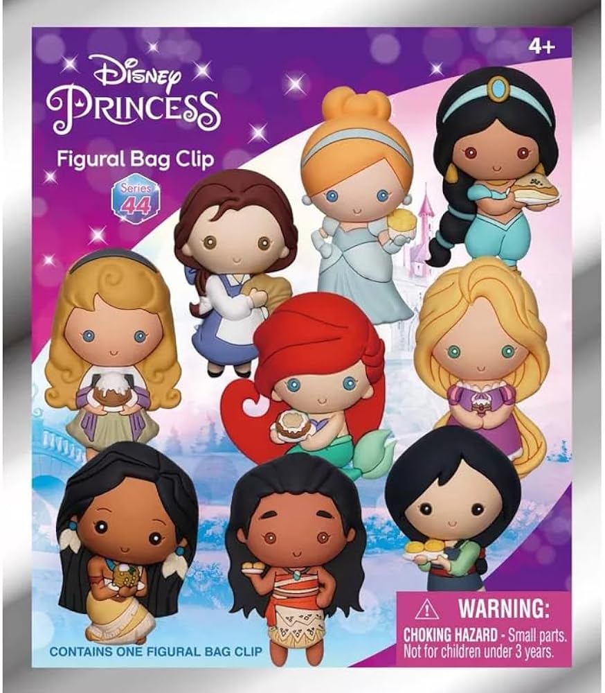 Disney Princess 3D Foam Bag Clips In Bling Bag 1