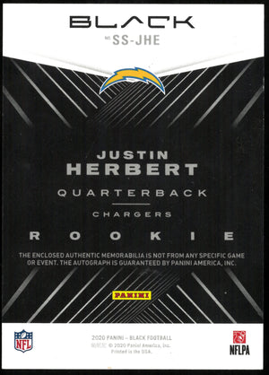 2020 Panini Black Football Justin Herbert RC Sizeable Patch Autograph-Ruby 01/12 #SS-JHE 