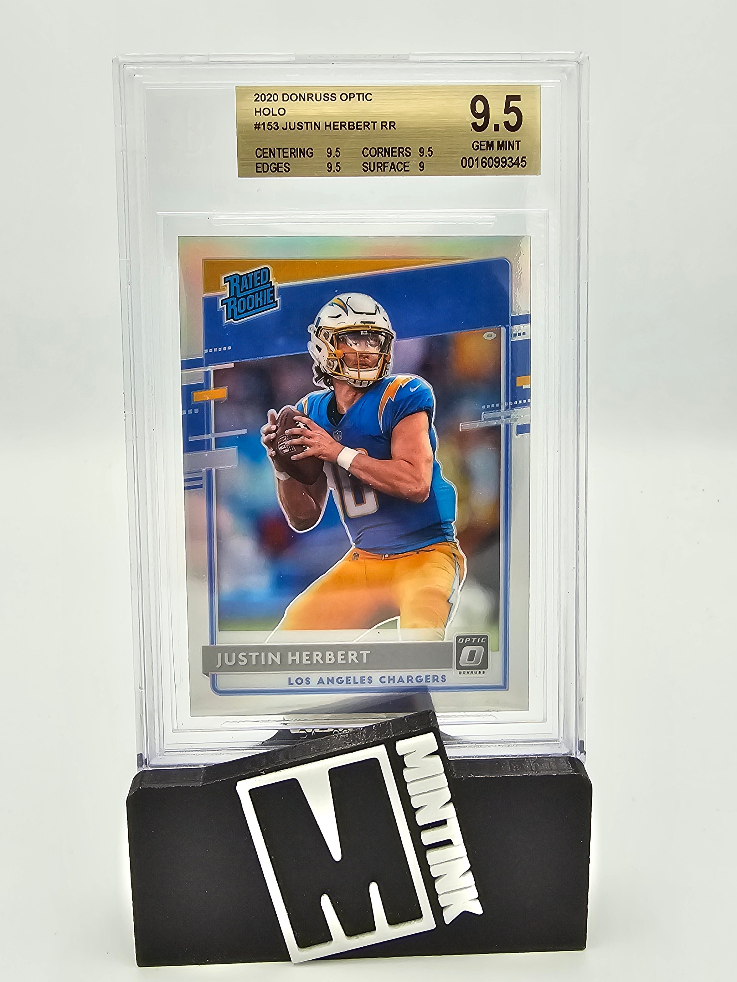 2020 Panini Donruss Optic Holo BGS 9.5 Justin Herbert Rated Rookie #153 