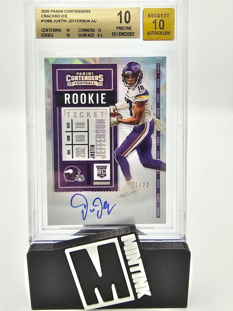 2020 Panini Contenders Cracked Ice Justin Jefferson RC Ticket Auto BGS 10 21/22 