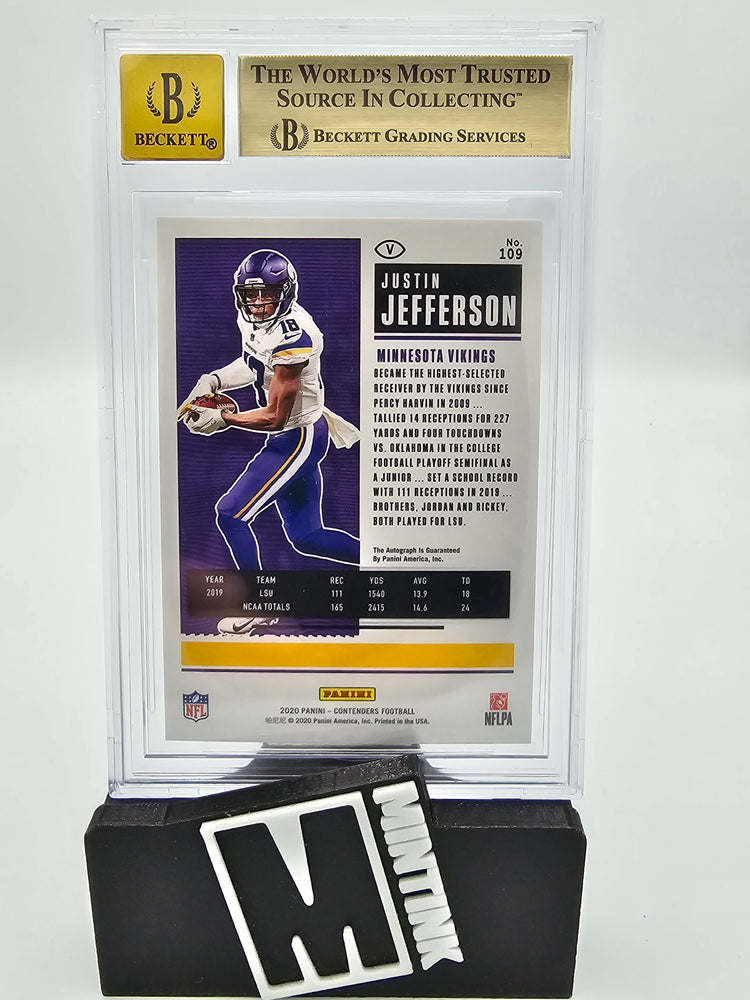 2020 Panini Contenders Cracked Ice Justin Jefferson RC Ticket Auto BGS 10 21/22 