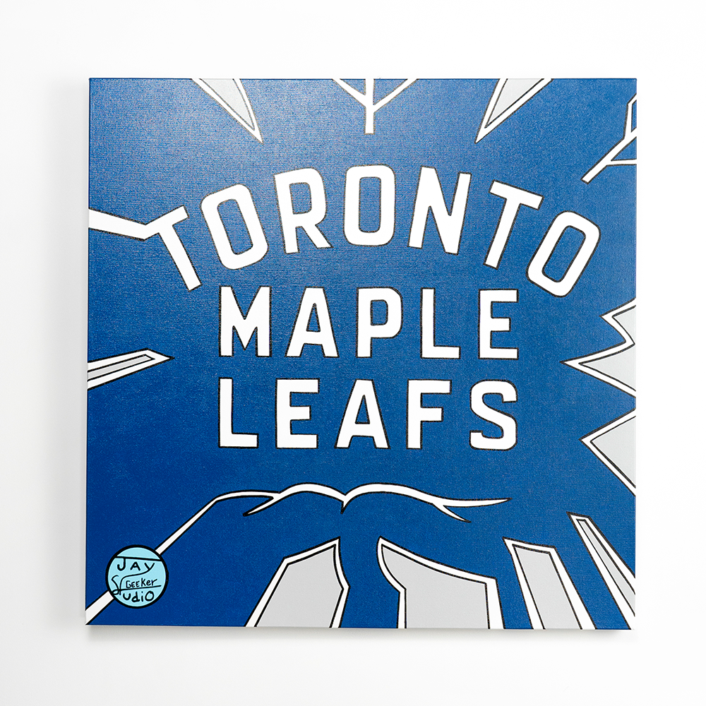 Jay Geeker Sport Logo Art Collection - 30" X 30" - Toronto Maple Leafs (Silver) 1