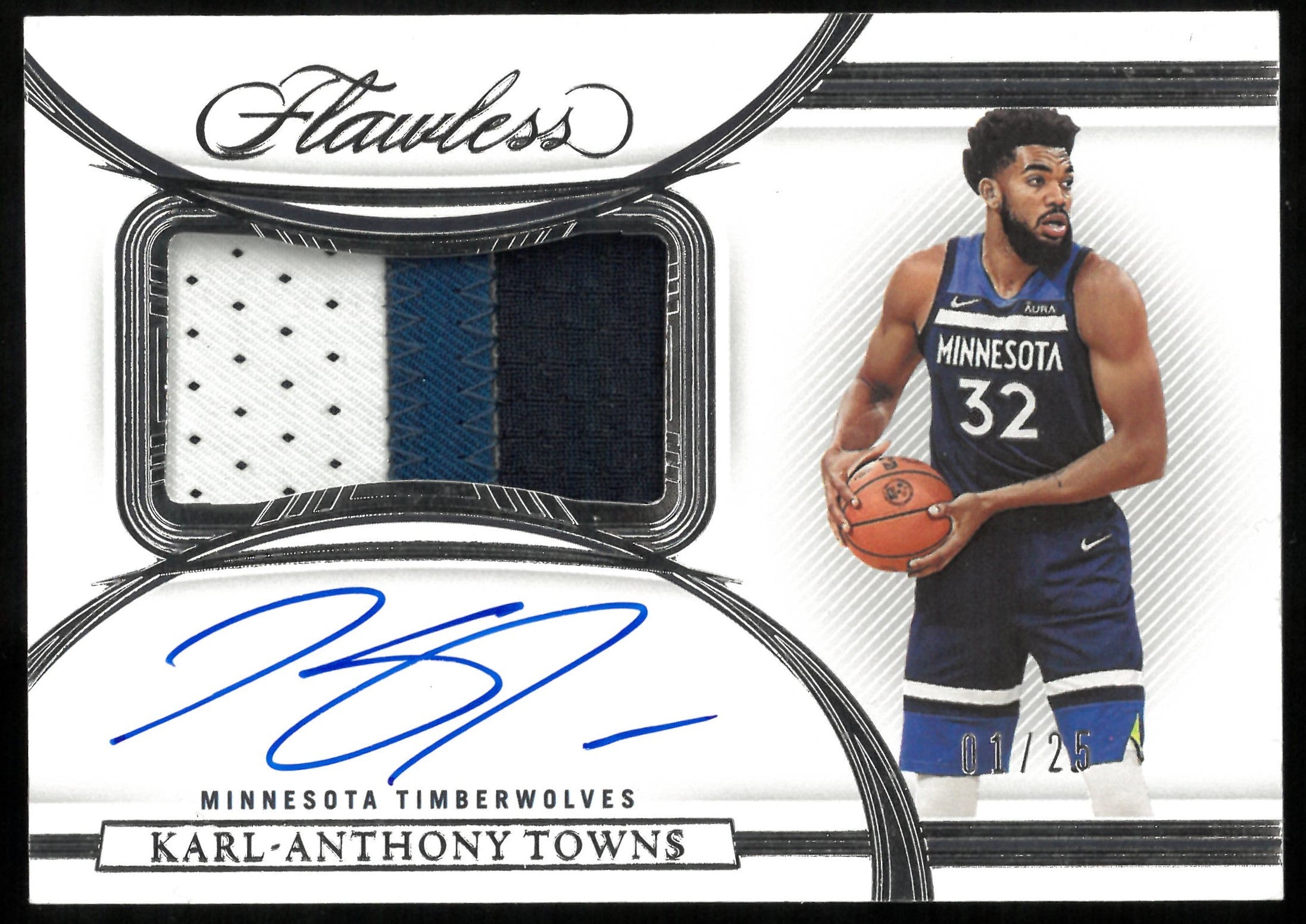 2021-22 Panini Flawless Karl Anthony Towns Jersey Patch Autograph 01/25 #HPA-KAT 