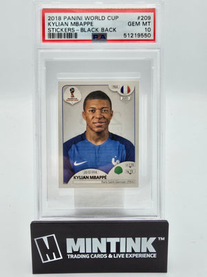 2018 Panini World Cup Stickers Kylian Mbappe Black Back PSA 10 #209 