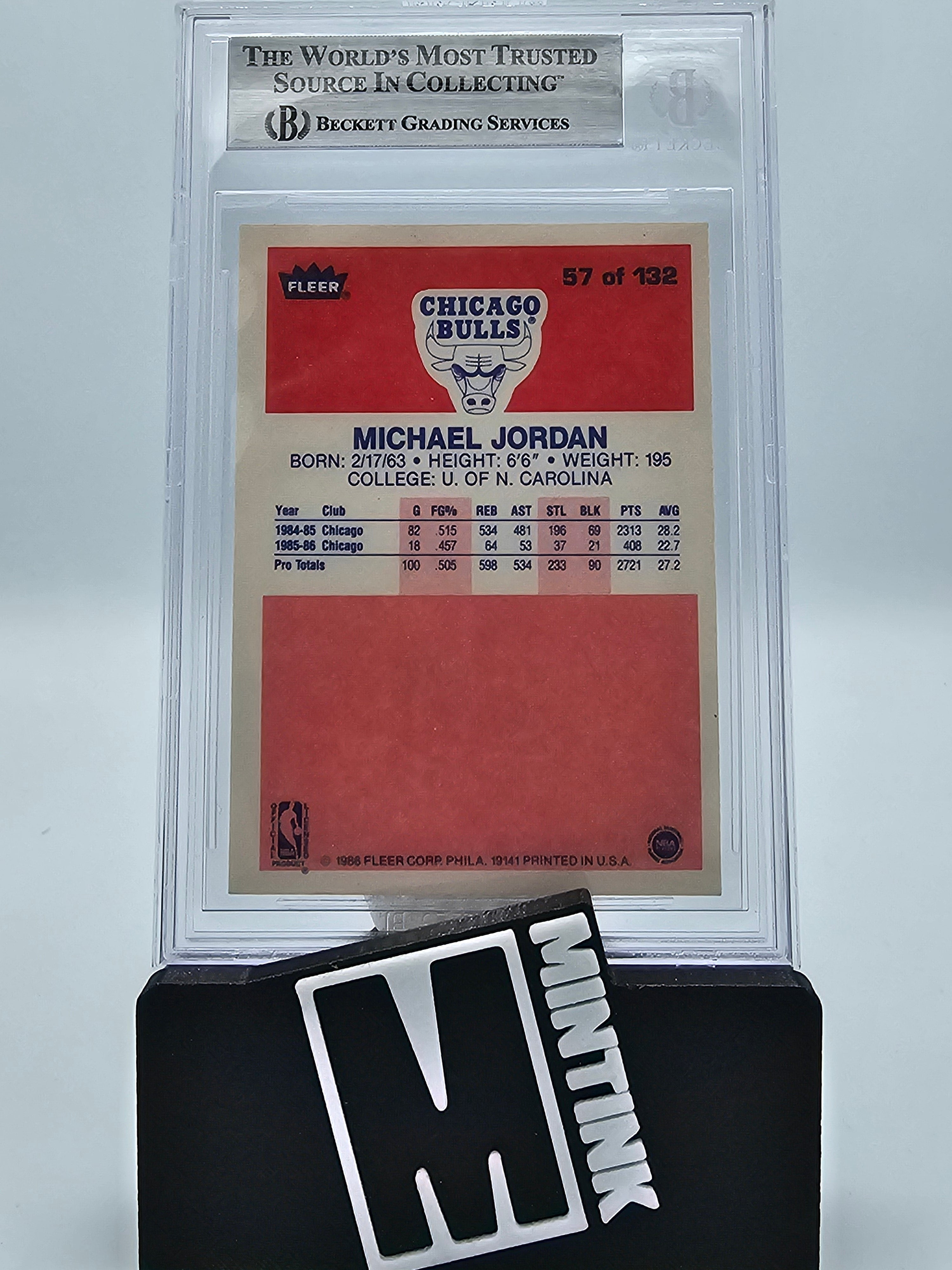 1986-87 Fleer Basketball Beckett 8.5 Michael Jordan Rookie #57 