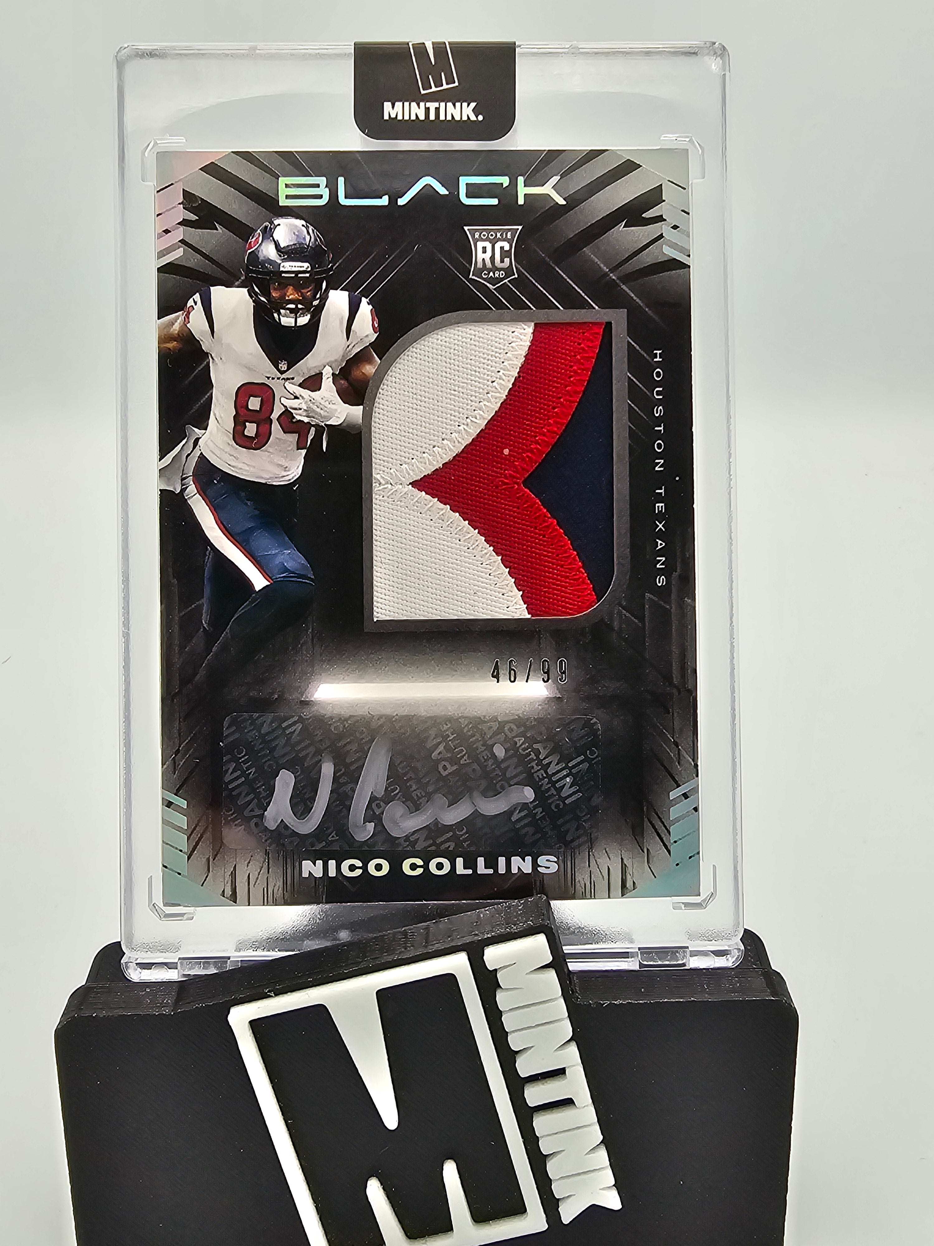 2021 Panini Black Football Nico Collins RC Patch Autograph 46/99 #230 