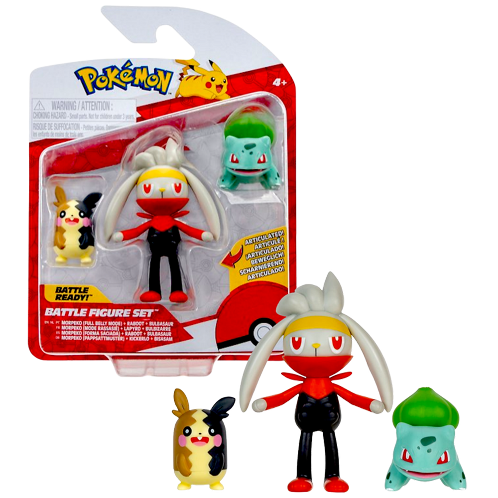 Pokemon Battle Figures Set 3 Pack Morpeko & Raboot & Bulbasaur 1