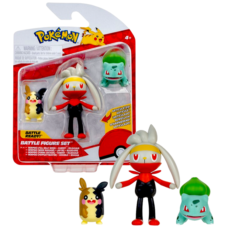 Pokemon Battle Figures Set 3 Pack Morpeko & Raboot & Bulbasaur 1