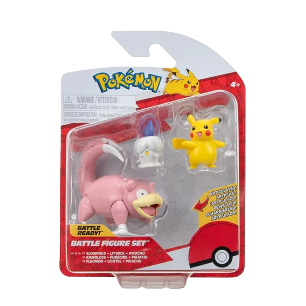 Pokemon Battle Figures Set 3 Pack Slowpoke & Litwick & Pikachu 1